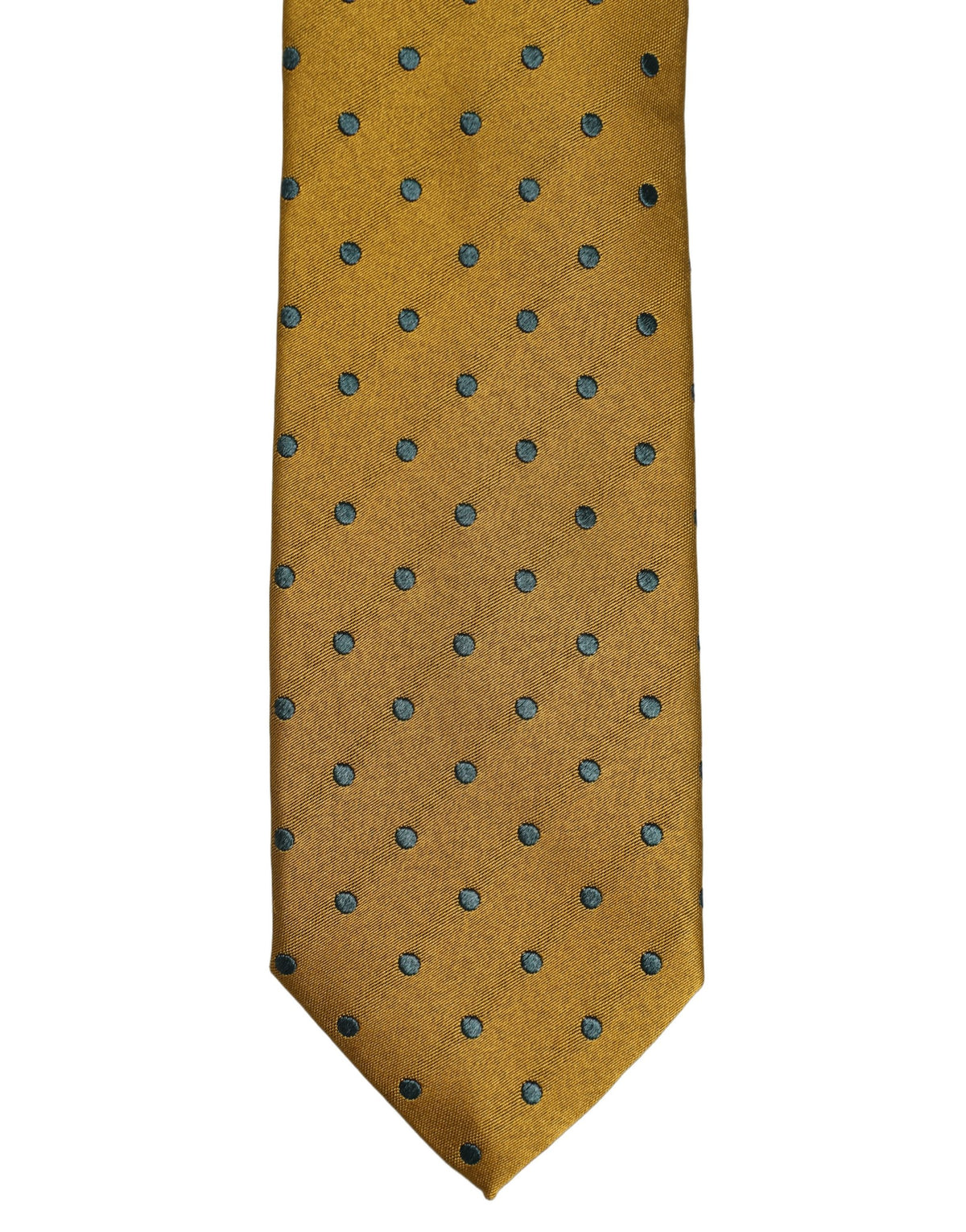 Dolce & Gabbana Men Mustard Silk Polka Dot Adjustable Tied Necktie Tie