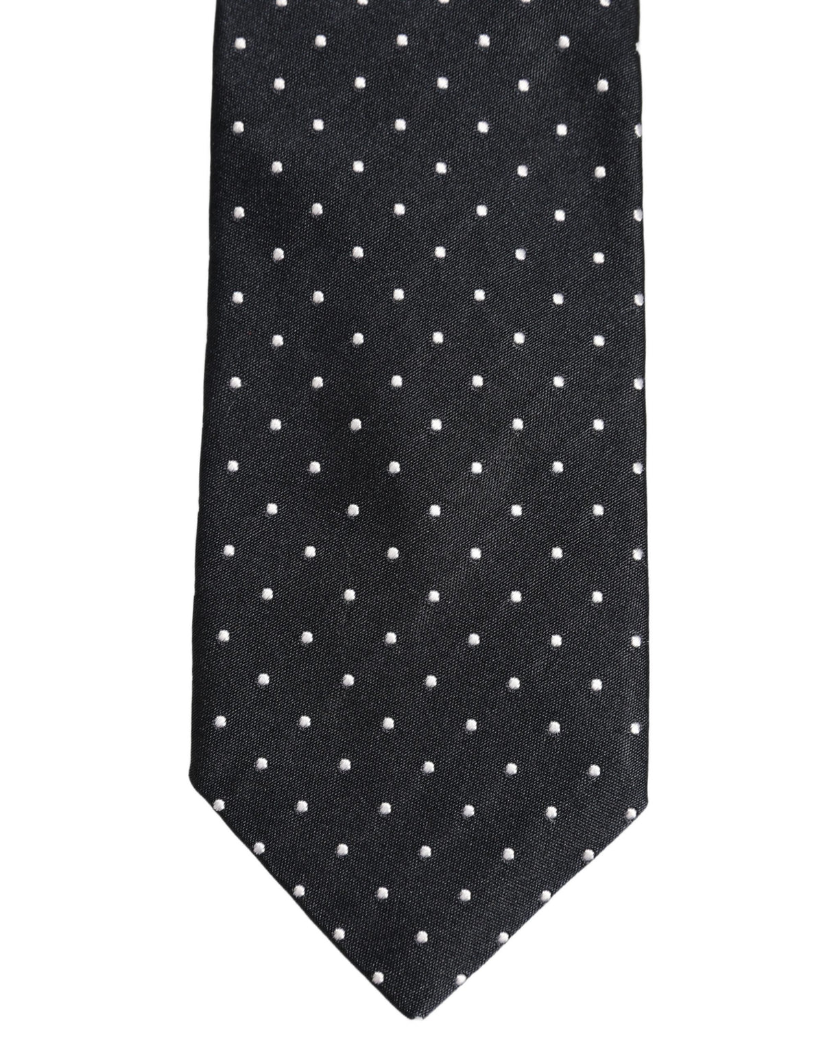 Dolce & Gabbana Dark Blue Silk Polka Dot Adjustable Tied Men Necktie Tie