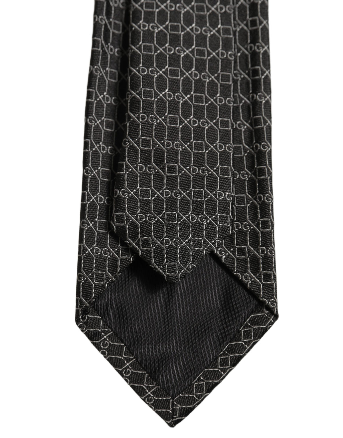 Dolce & Gabbana Dark Gray Silk DG Monogram Adjustable Tied Necktie Tie