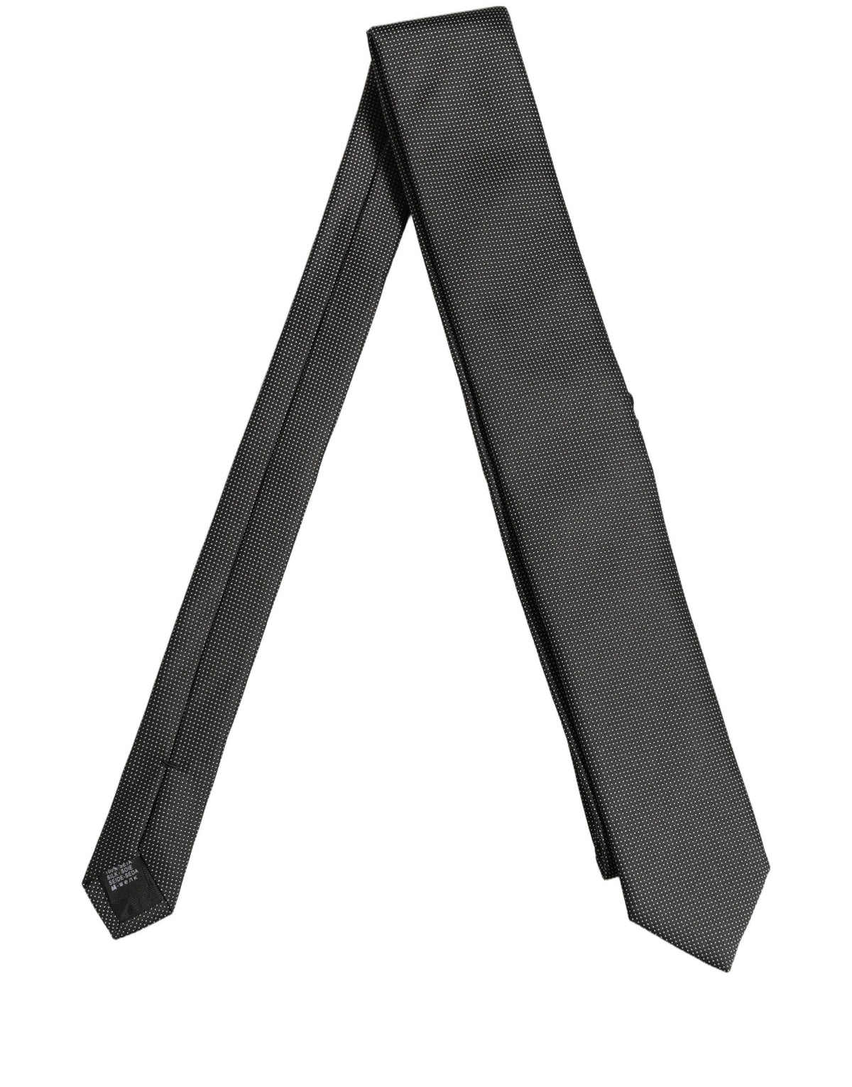 Dolce & Gabbana Black Silk Micro Polka Dot Adjustable Tied Necktie Tie