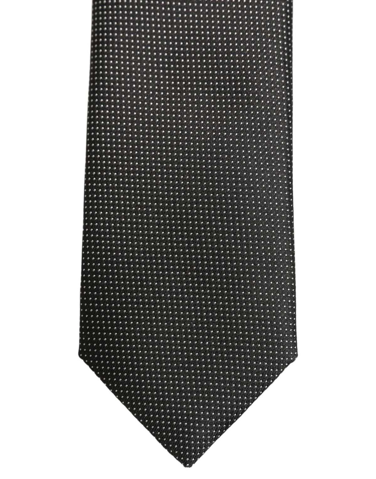 Dolce & Gabbana Black Silk Micro Polka Dot Adjustable Tied Necktie Tie