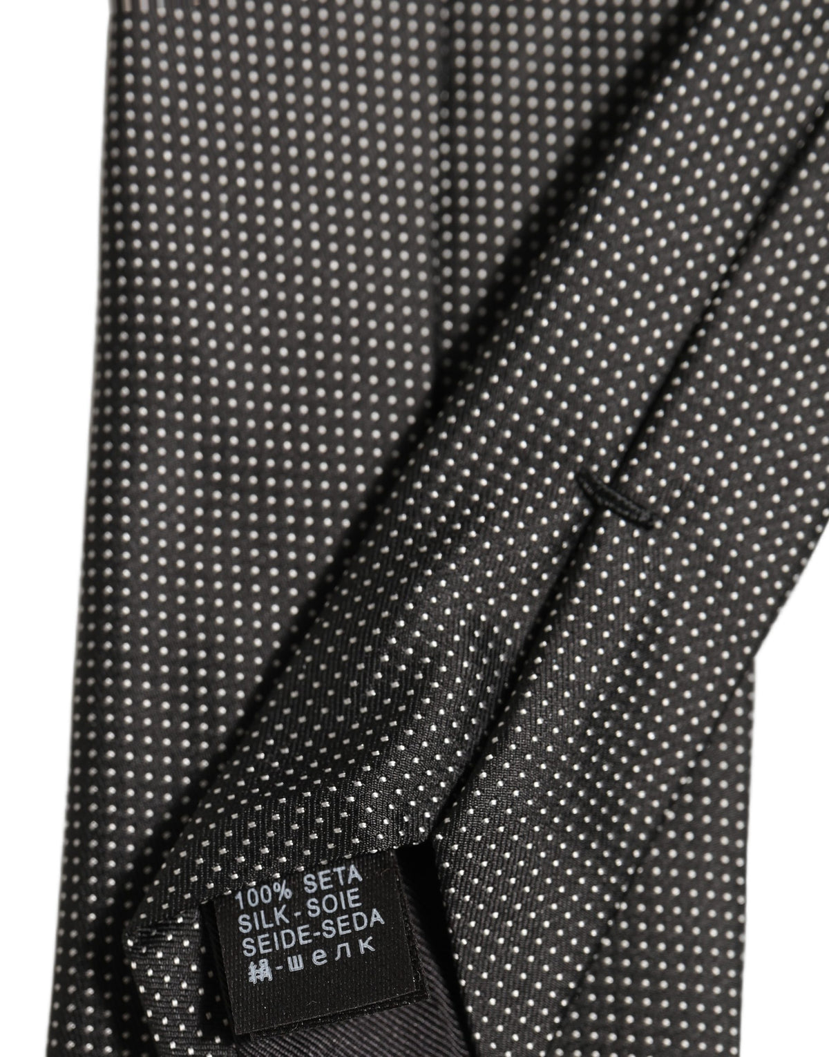 Dolce & Gabbana Black Silk Micro Polka Dot Adjustable Tied Necktie Tie