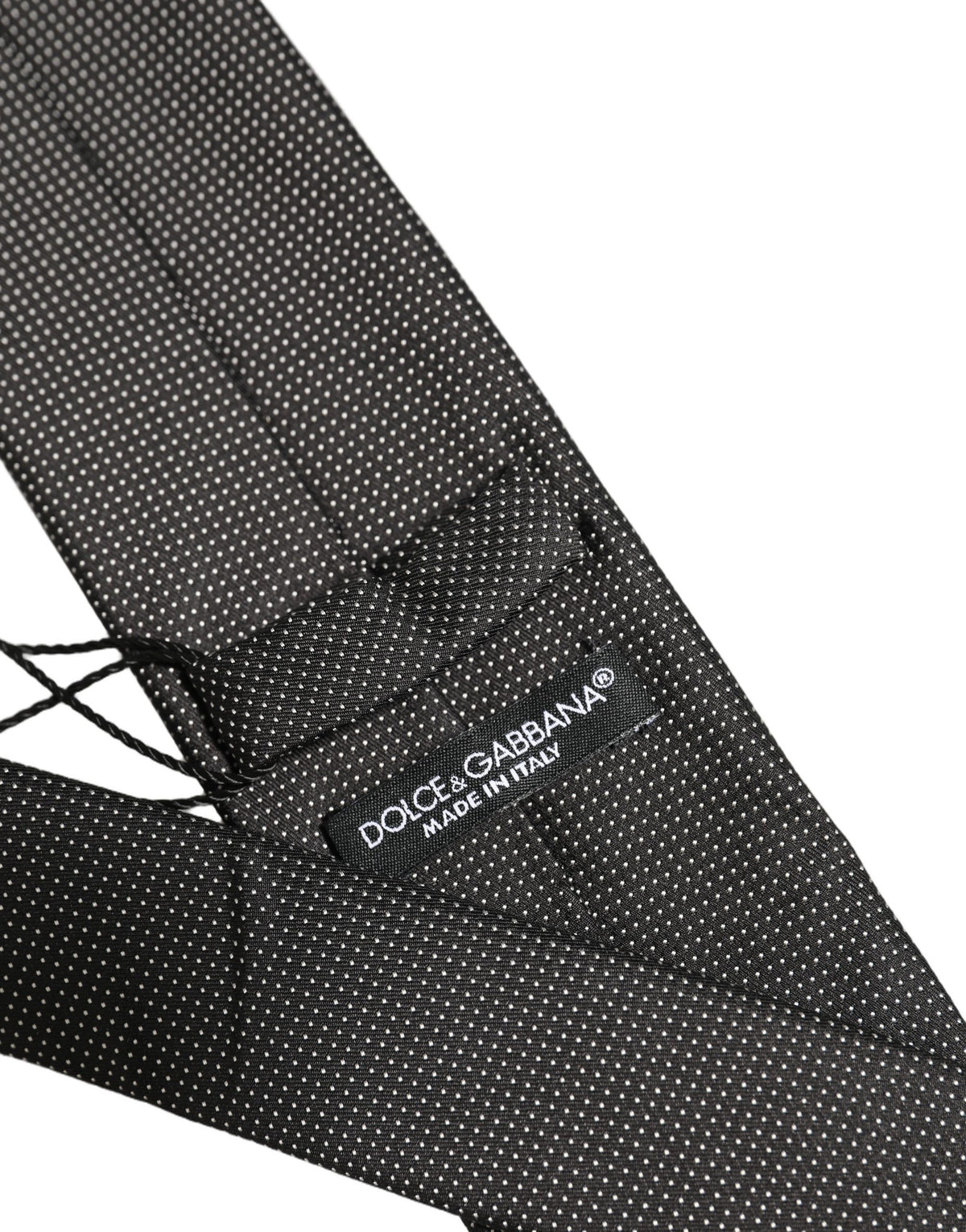 Dolce & Gabbana Black Silk Micro Polka Dot Adjustable Tied Necktie Tie