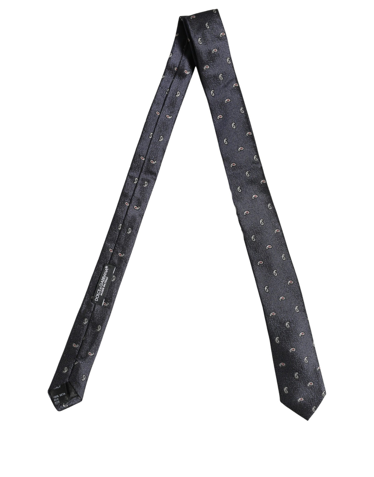 Dolce & Gabbana Dark Blue Silk Paisley Adjustable Tied Men Necktie Tie