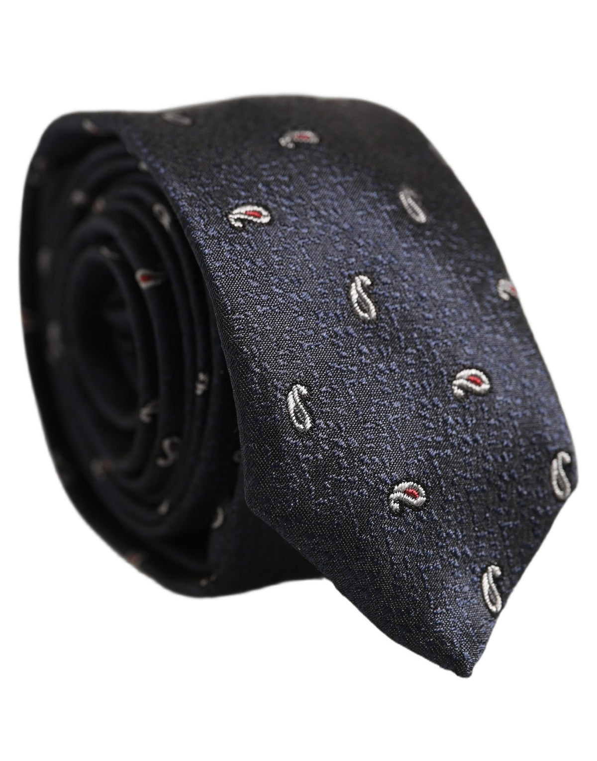 Dolce & Gabbana Dark Blue Silk Paisley Adjustable Tied Men Necktie Tie