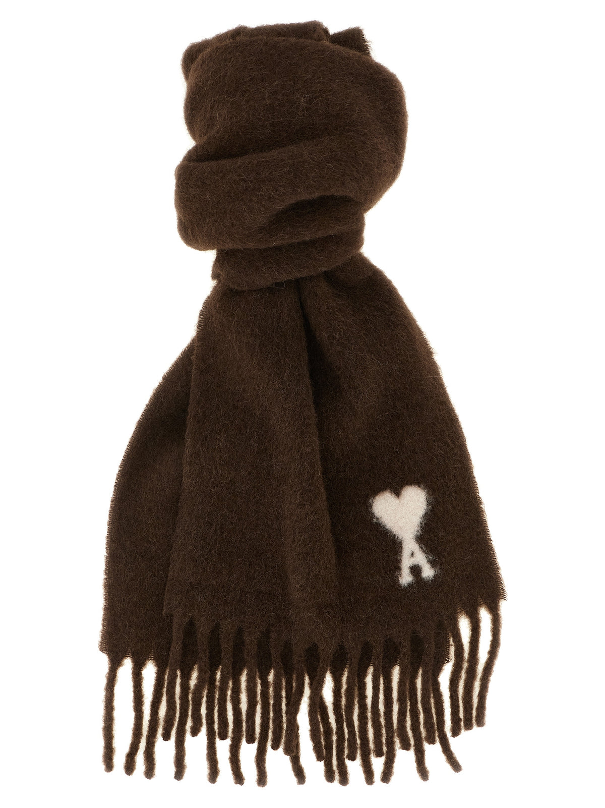 Ami Paris Brown Alpaca Leather Foulard