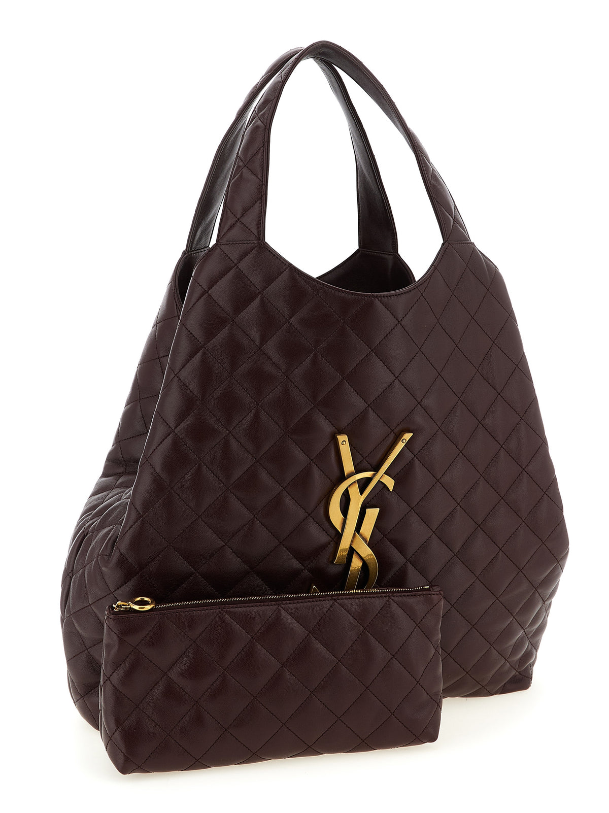 Saint Laurent Bordeaux Lamb Leather Tote Bag