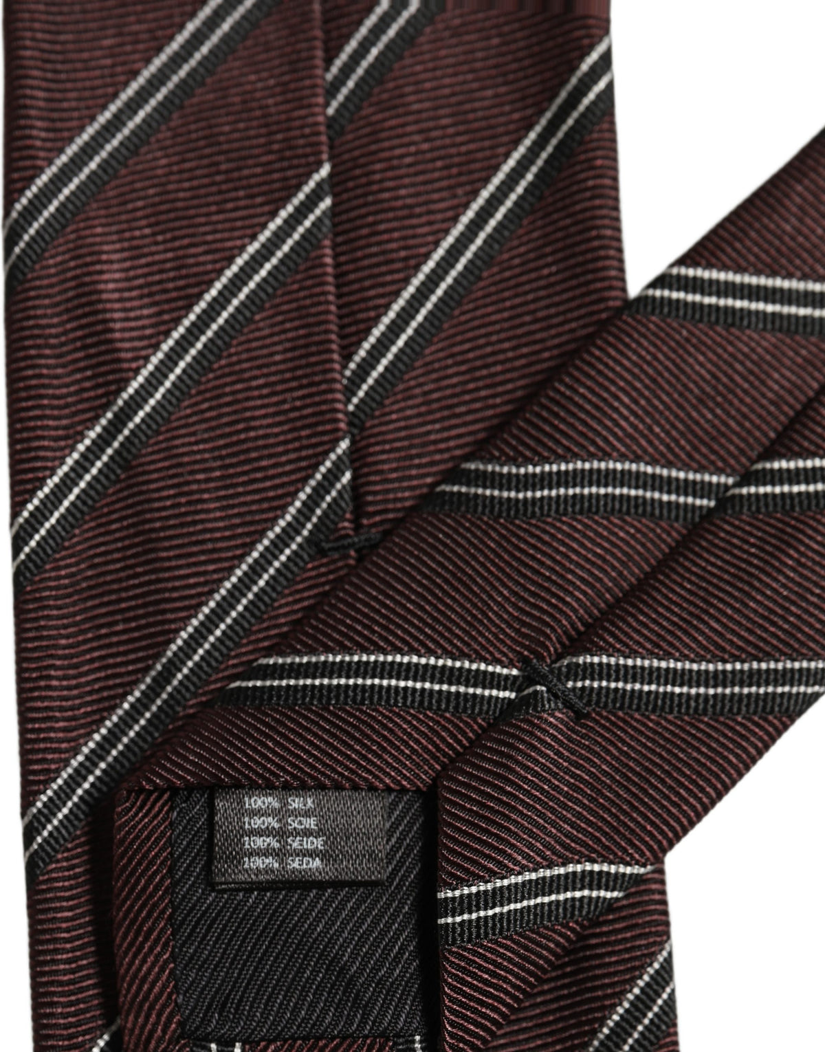 Dolce & Gabbana Burgundy Stripes Silk Adjustable Necktie Accessory Tie