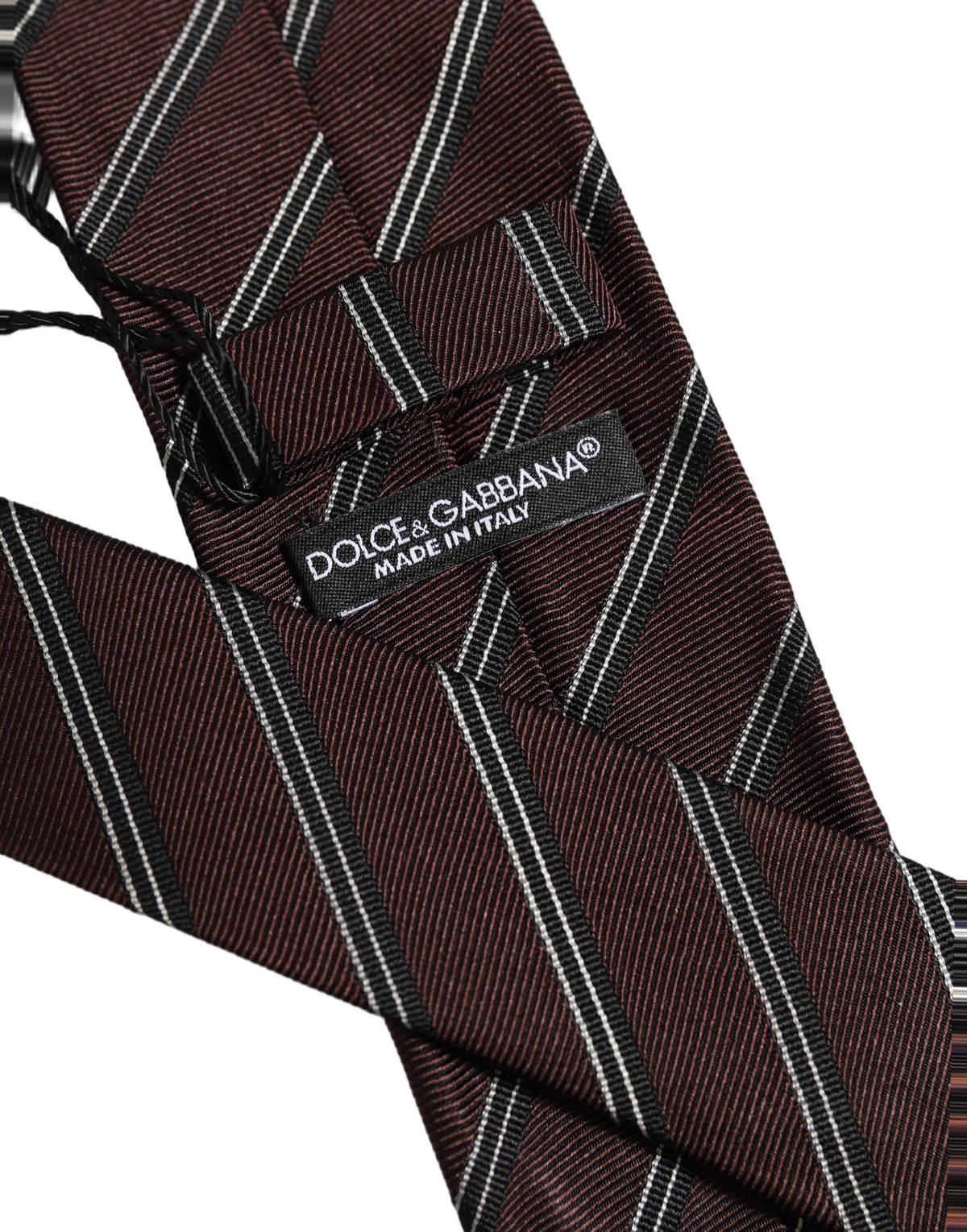 Dolce & Gabbana Burgundy Stripes Silk Adjustable Necktie Accessory Tie