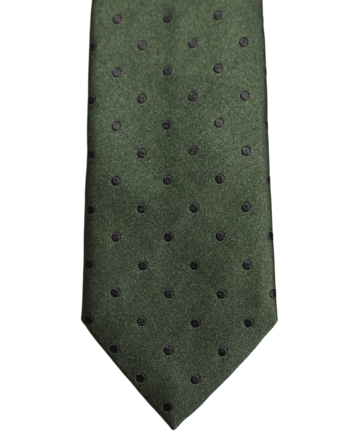 Dolce & Gabbana Men Dark Green Silk Polka Dot Adjustable Tied Necktie Tie