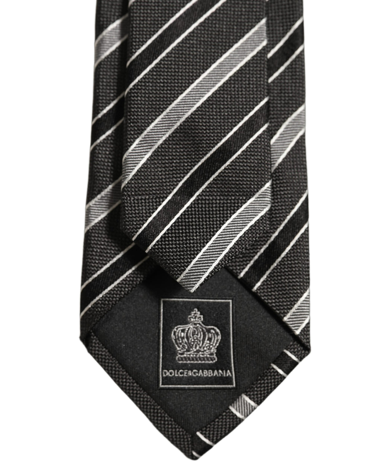 Dolce & Gabbana Black Gray Stripes Silk Adjustable Necktie Accessory Tie