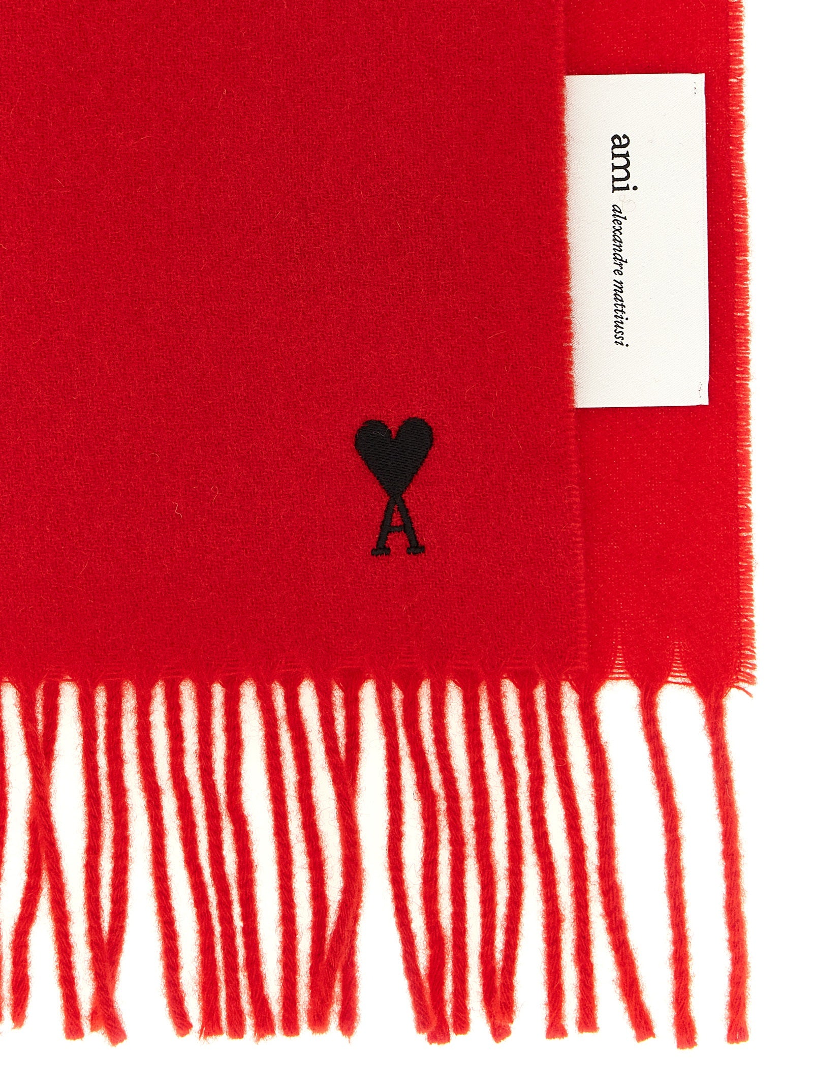 Ami Paris Red Wool Scarf
