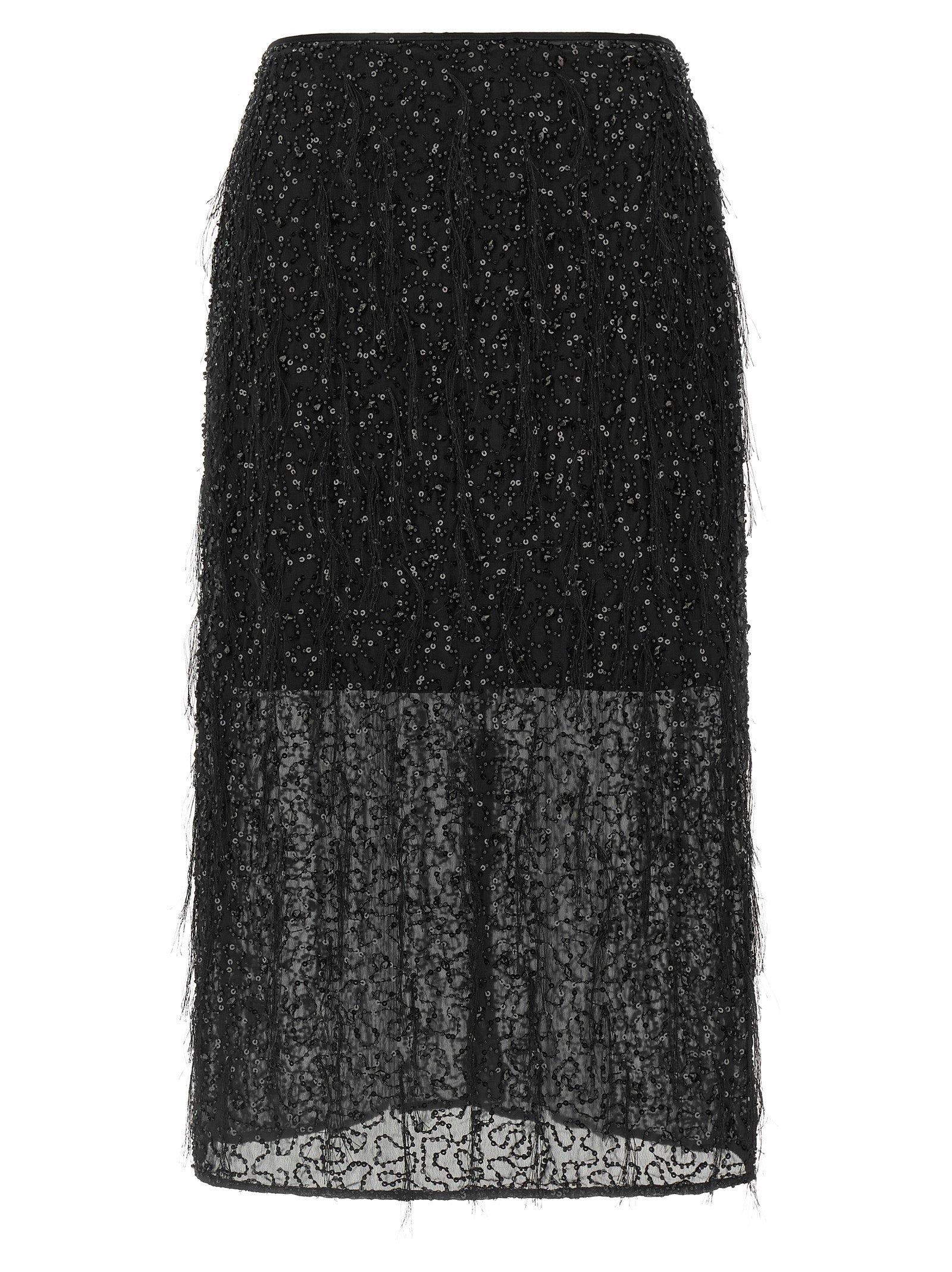 Twinset Black Polyester Midi Skirt