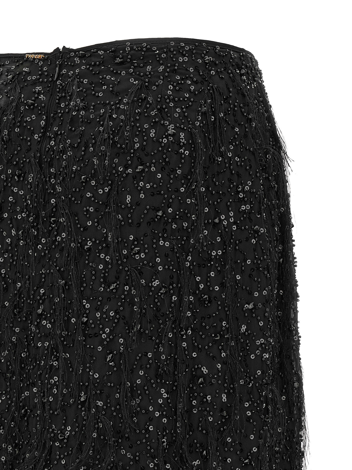 Twinset Black Polyester Midi Skirt