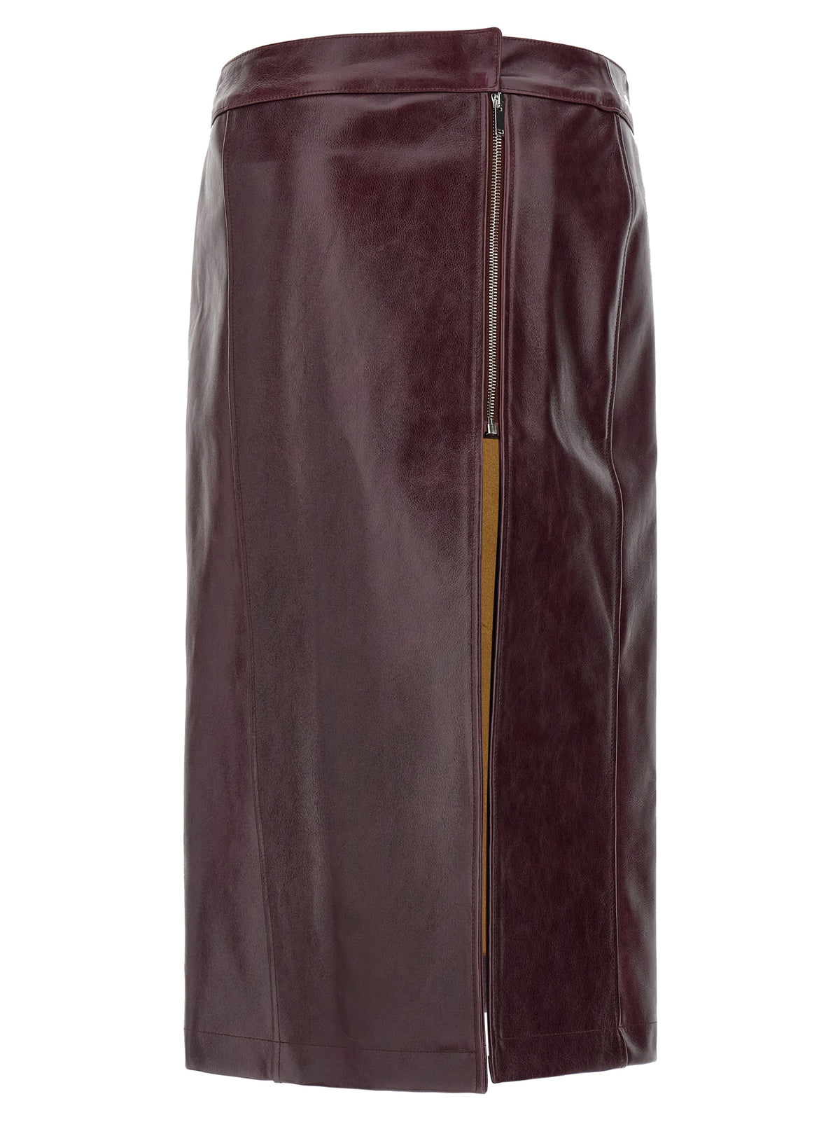 Armarium Bordeaux Cowhide Midi Skirt