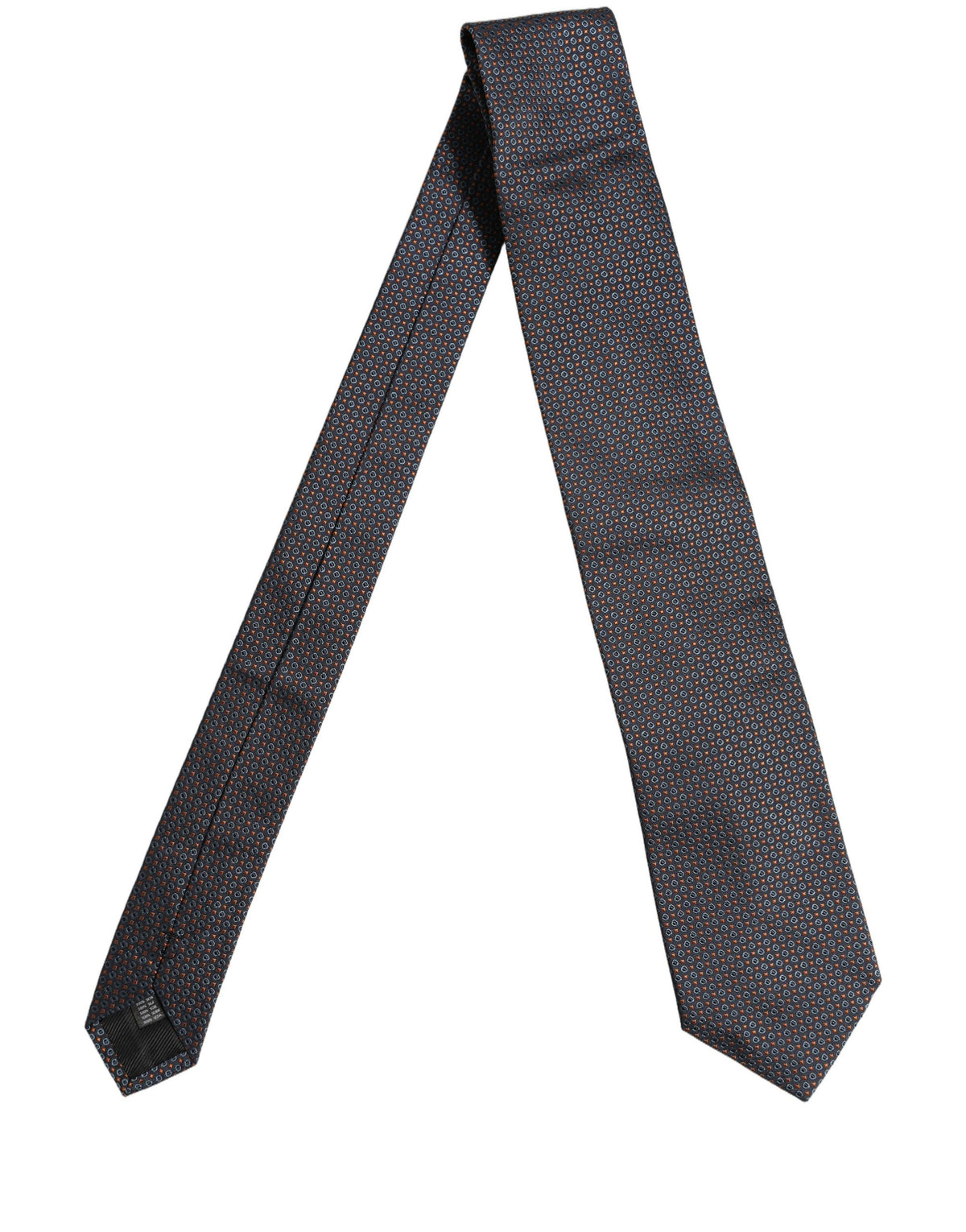 Dolce & Gabbana Dark Blue Geometric Silk Adjustable Necktie Accessory Tie