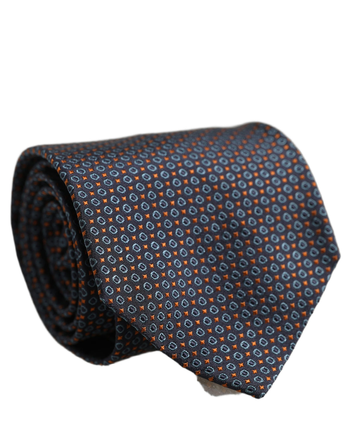 Dolce & Gabbana Dark Blue Geometric Silk Adjustable Necktie Accessory Tie
