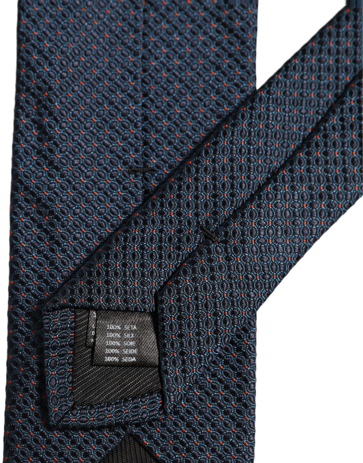 Dolce & Gabbana Men Dark Blue Geometric Silk Adjustable Tied Necktie Tie