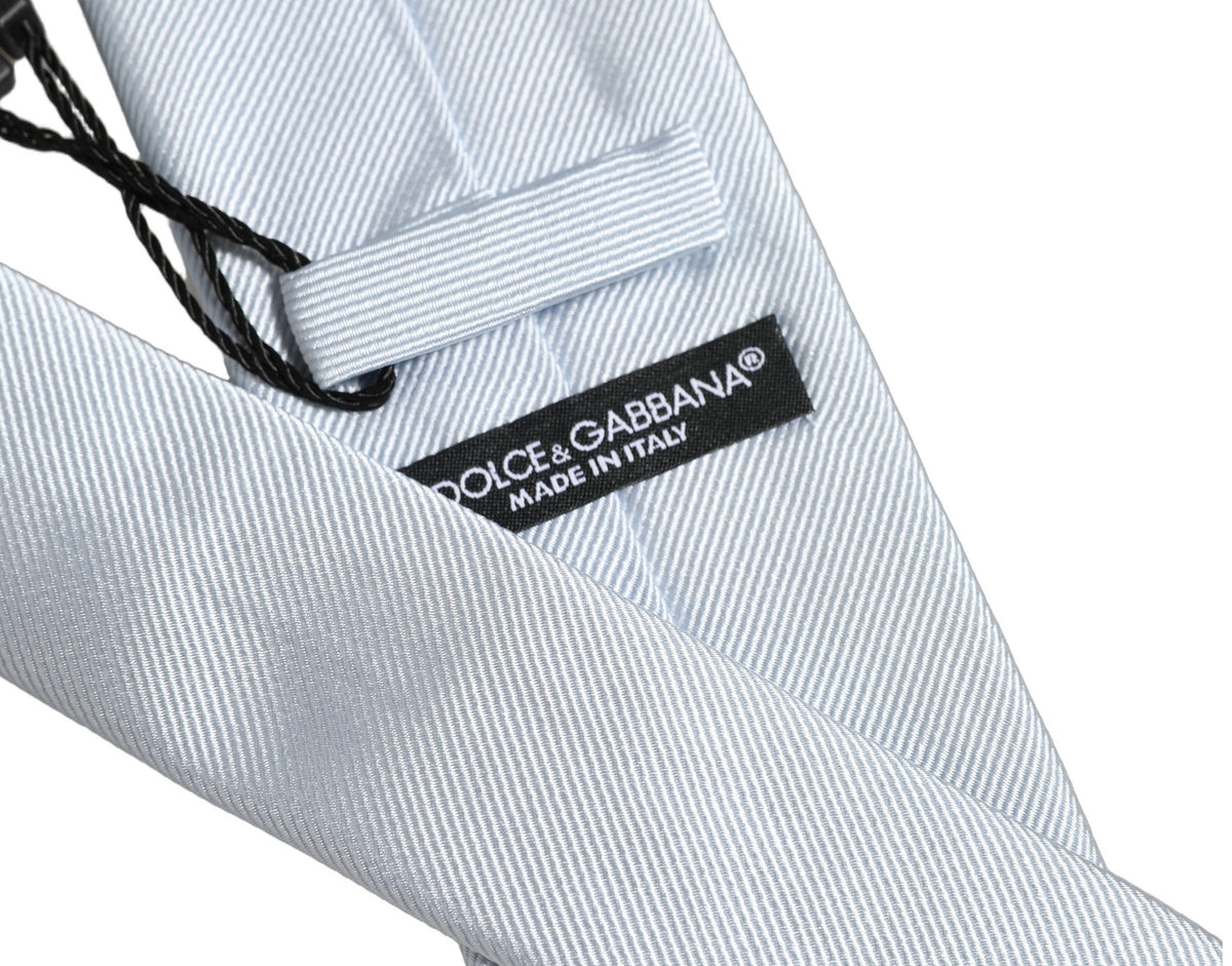 Dolce & Gabbana Men Light Blue Silk Classic Adjustable Tied Necktie Tie