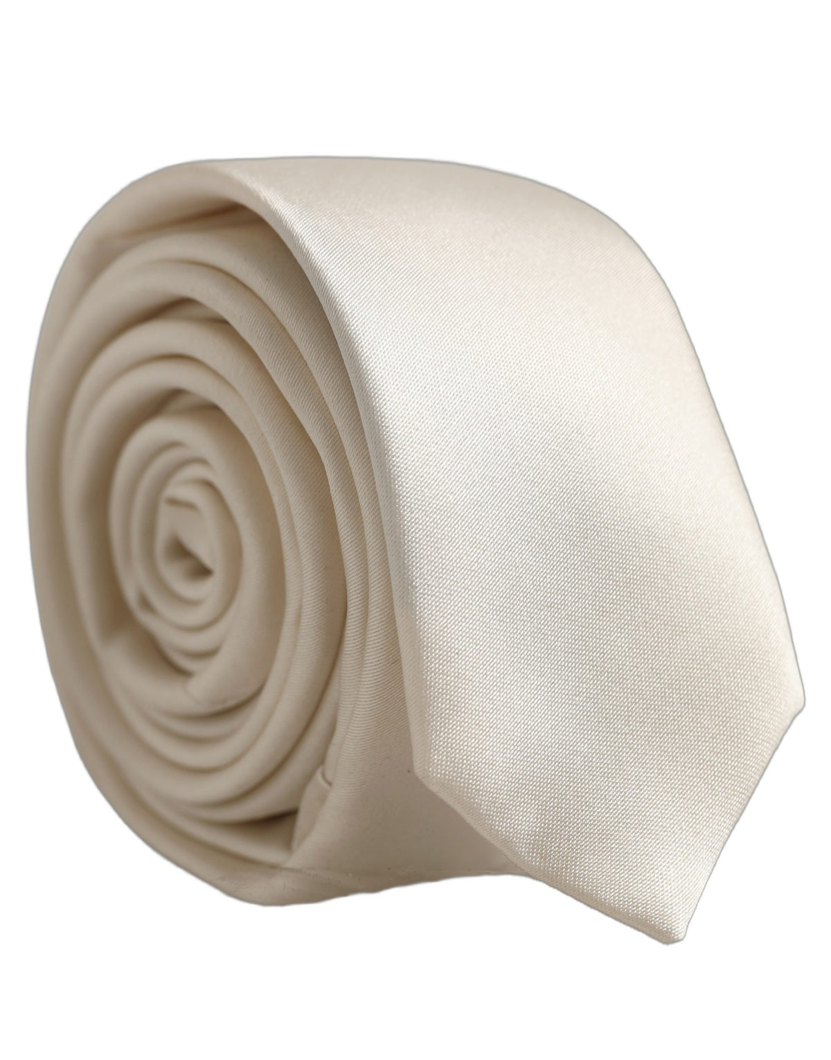 Dolce & Gabbana Cream Satin 100% Silk Adjustable Tied Men Necktie Tie