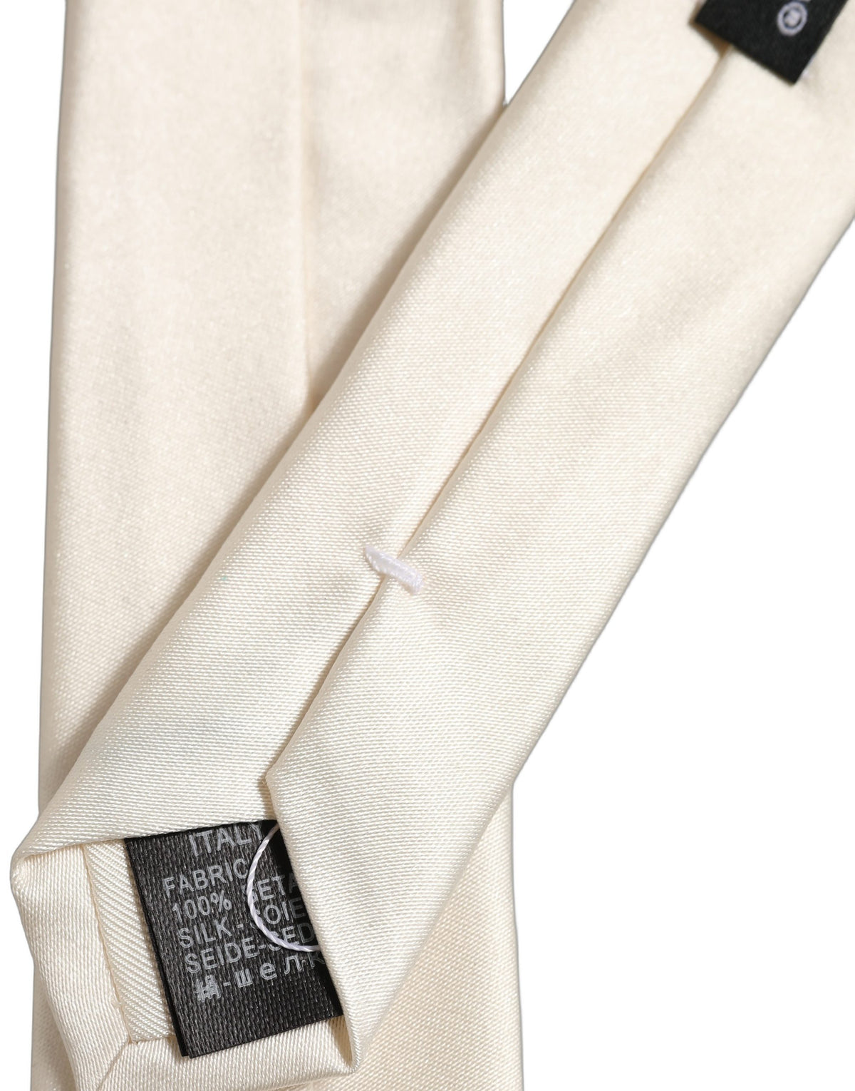 Dolce & Gabbana Cream Satin 100% Silk Adjustable Tied Men Necktie Tie