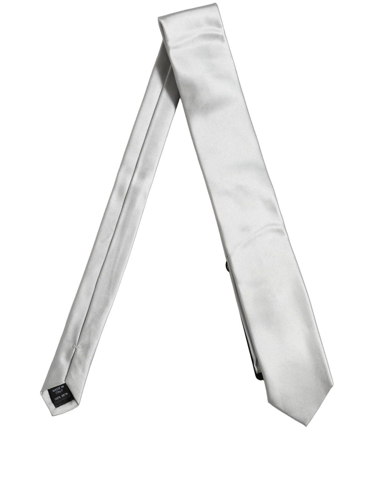 Dolce & Gabbana Gray Satin 100% Silk Adjustable Tied Men Necktie Tie