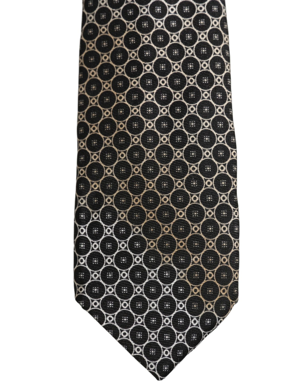 Dolce & Gabbana Black White Geometric Silk Adjustable Necktie Accessory Tie