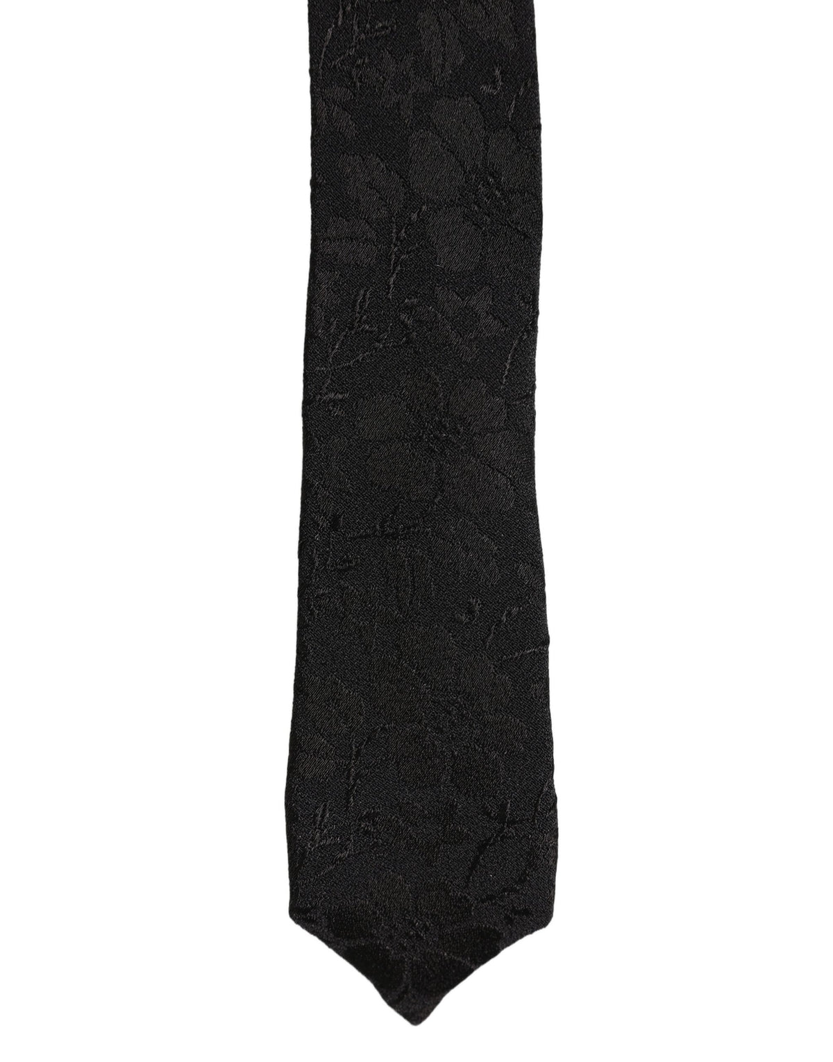 Dolce & Gabbana Black Floral Brocade Silk Adjustable Necktie Accessory Tie
