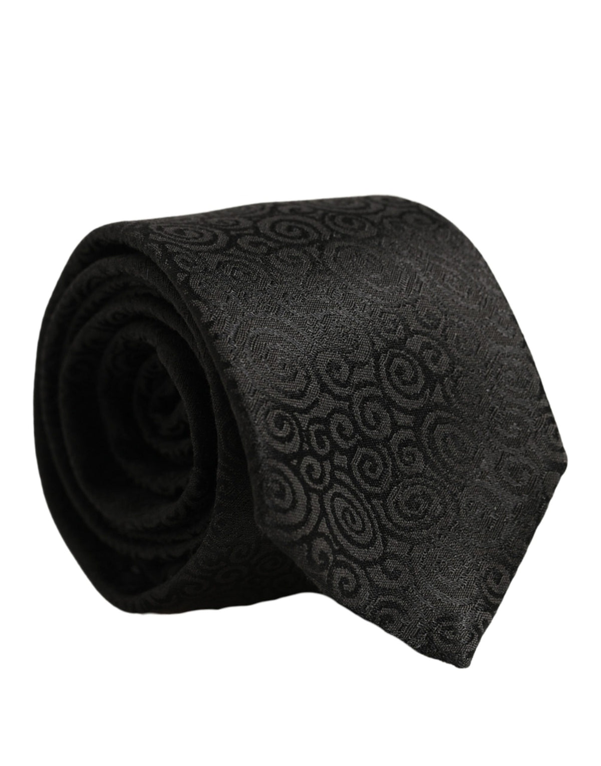 Dolce & Gabbana Black Swirl Pattern Silk Adjustable Necktie Accessory Tie