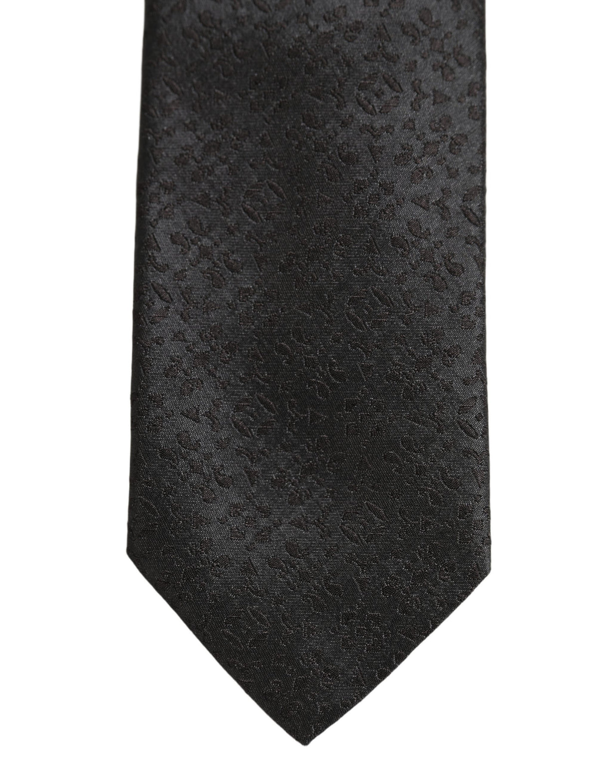 Dolce & Gabbana Black Jacquard Silk Adjustable Necktie Men Accessory Tie