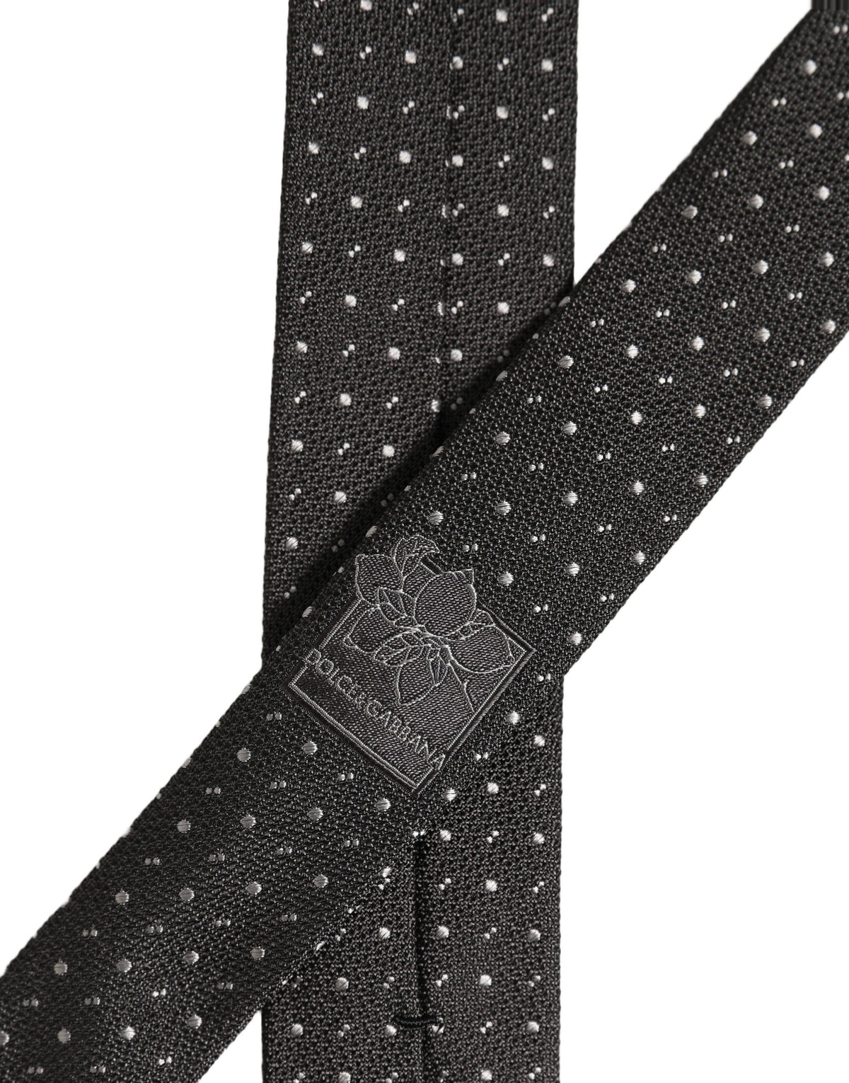 Dolce & Gabbana Dark Gray Polka Dot Silk Adjustable Necktie Accessory Tie