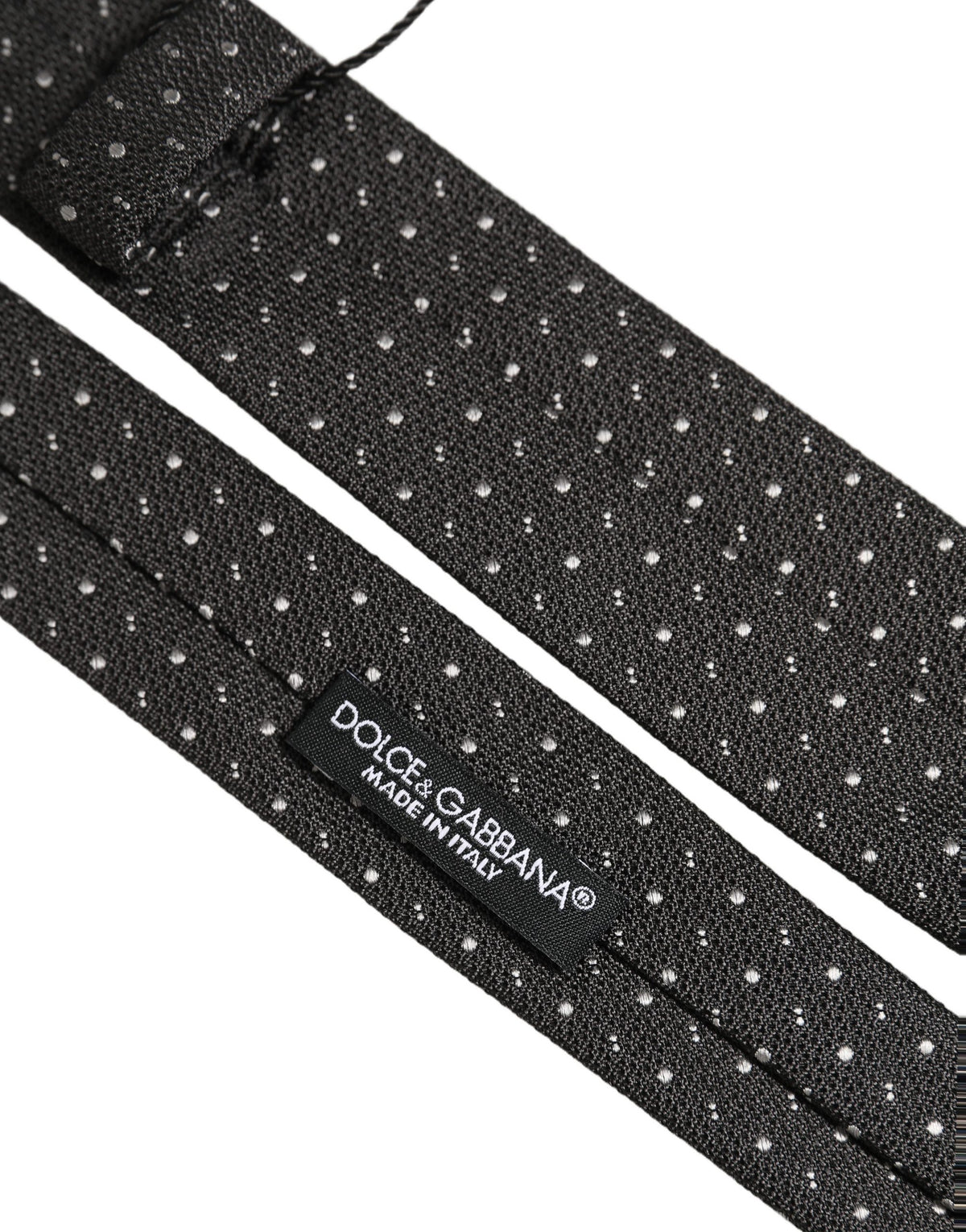 Dolce & Gabbana Dark Gray Polka Dot Silk Adjustable Necktie Accessory Tie