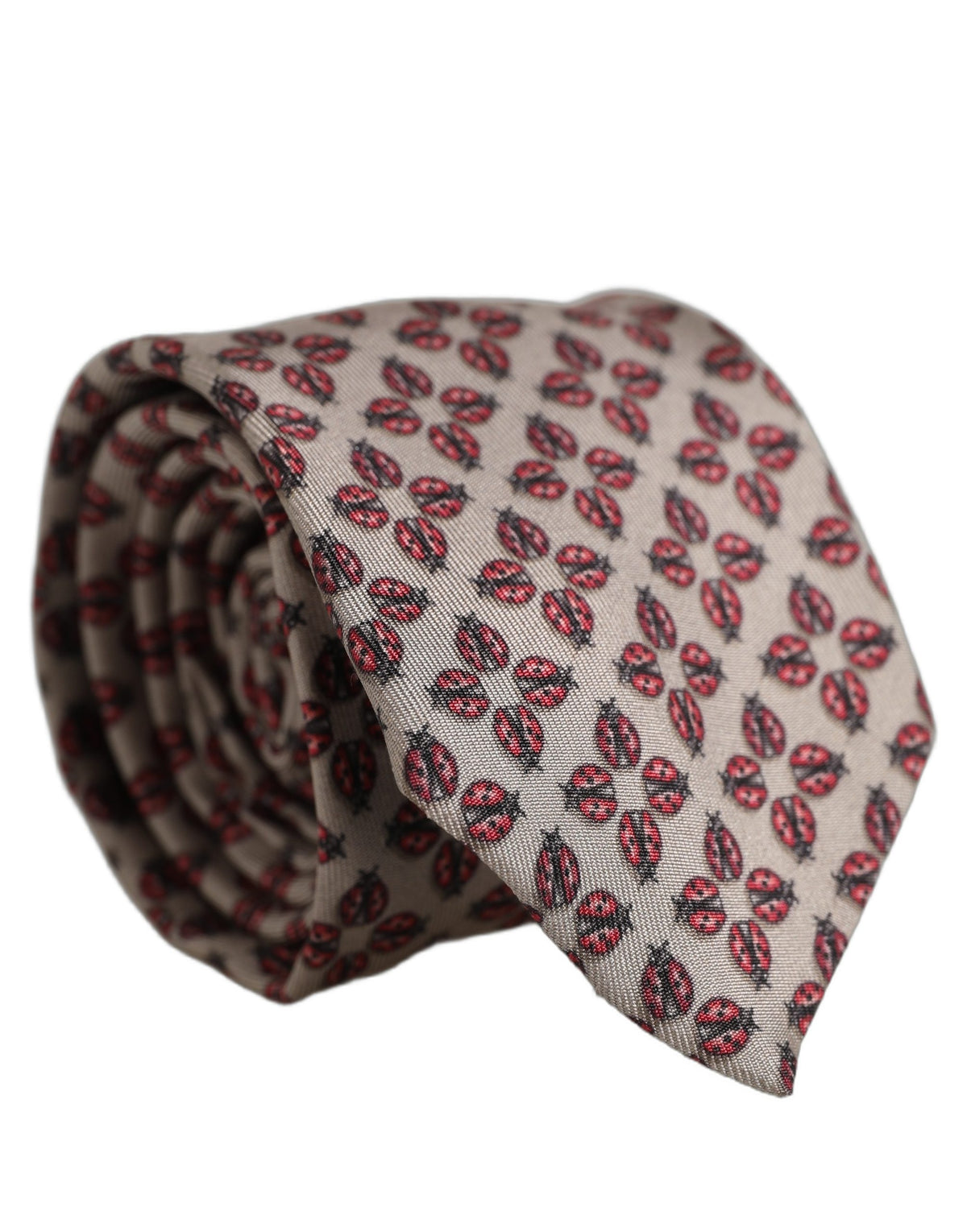 Dolce & Gabbana Beige Lady Bug Silk Adjustable Necktie Men Accessory Tie