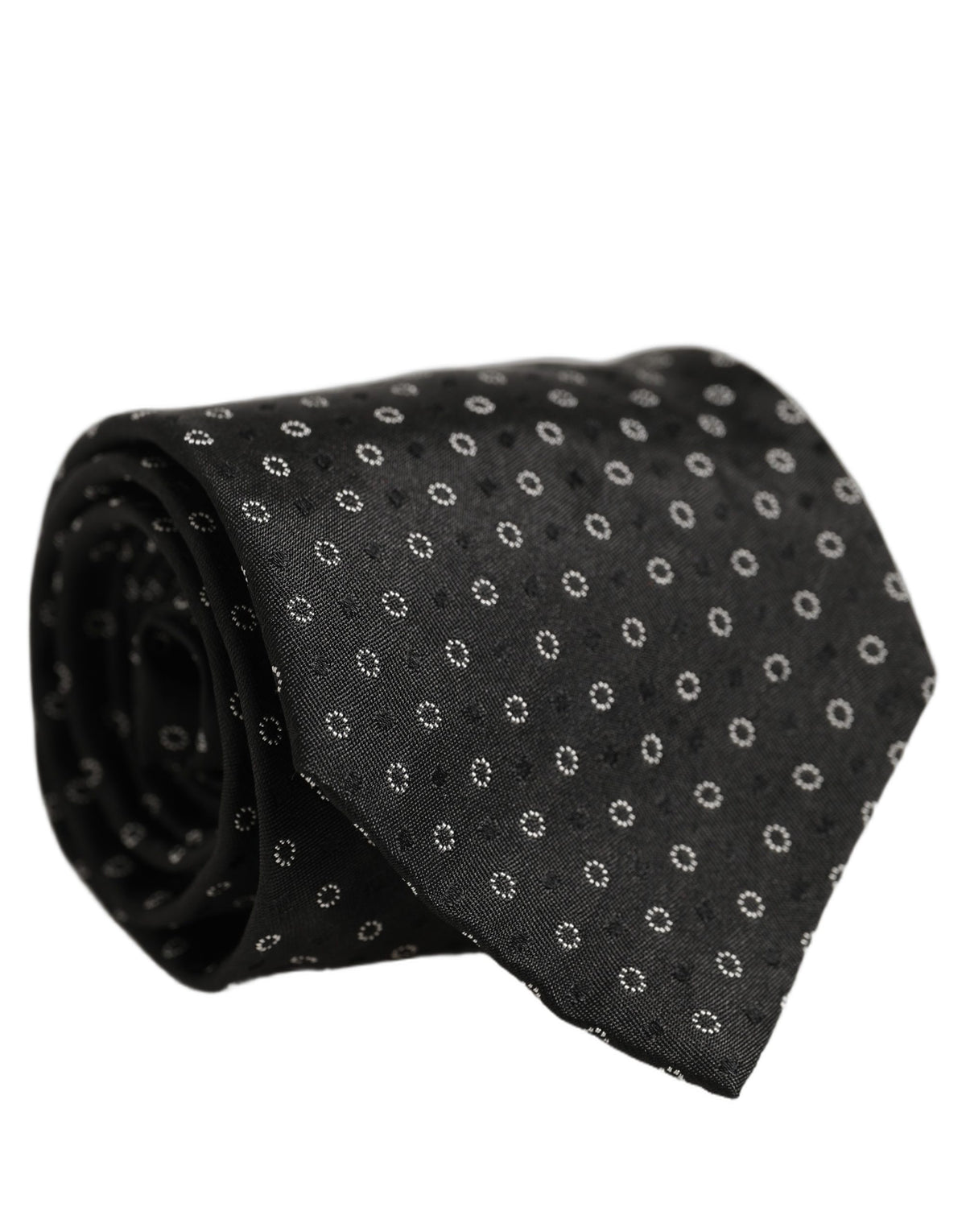 Dolce & Gabbana Black Geometric Circle Adjustable Necktie Accessory Tie