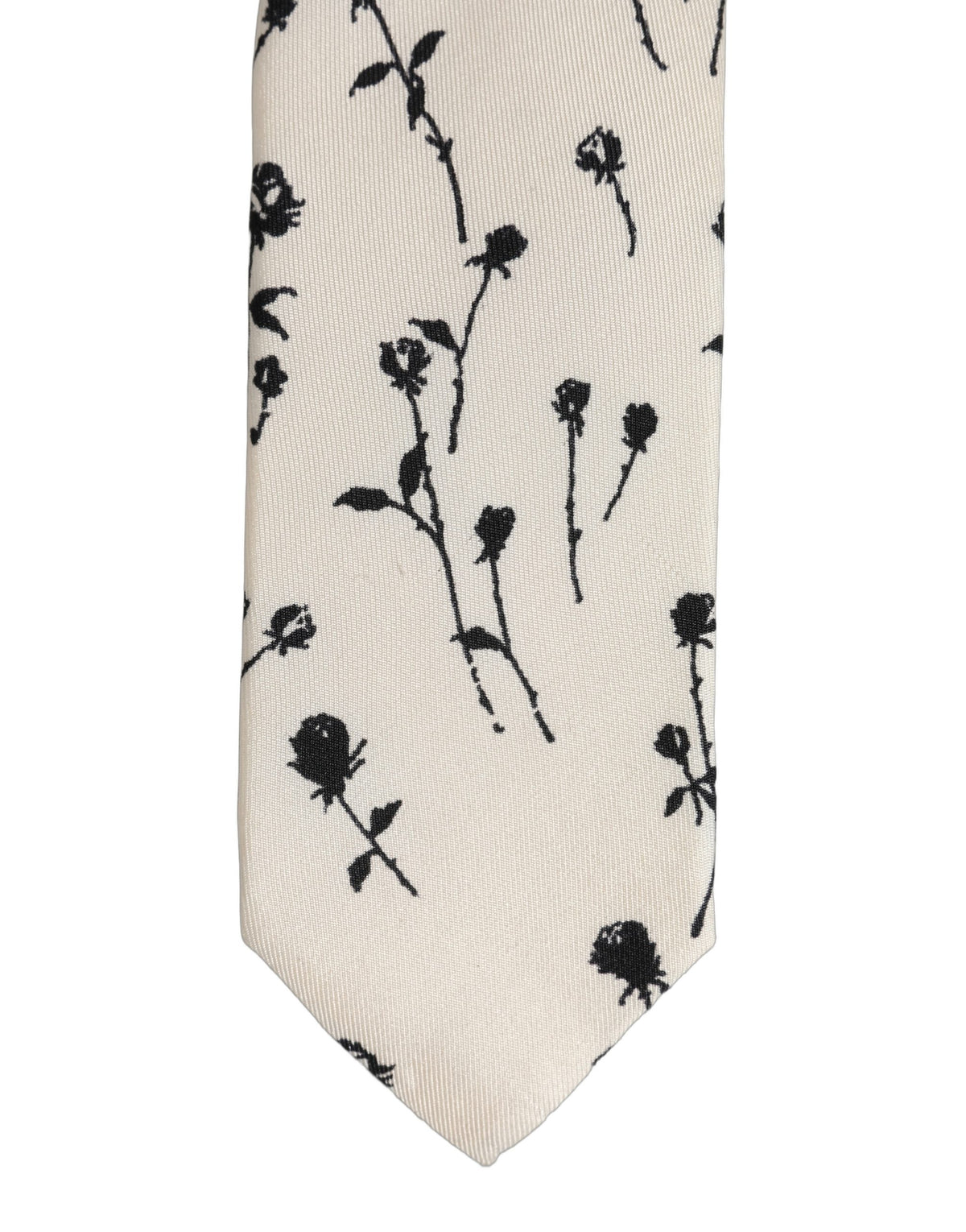 Dolce & Gabbana Off White Floral Print Adjustable Necktie Accessory Tie