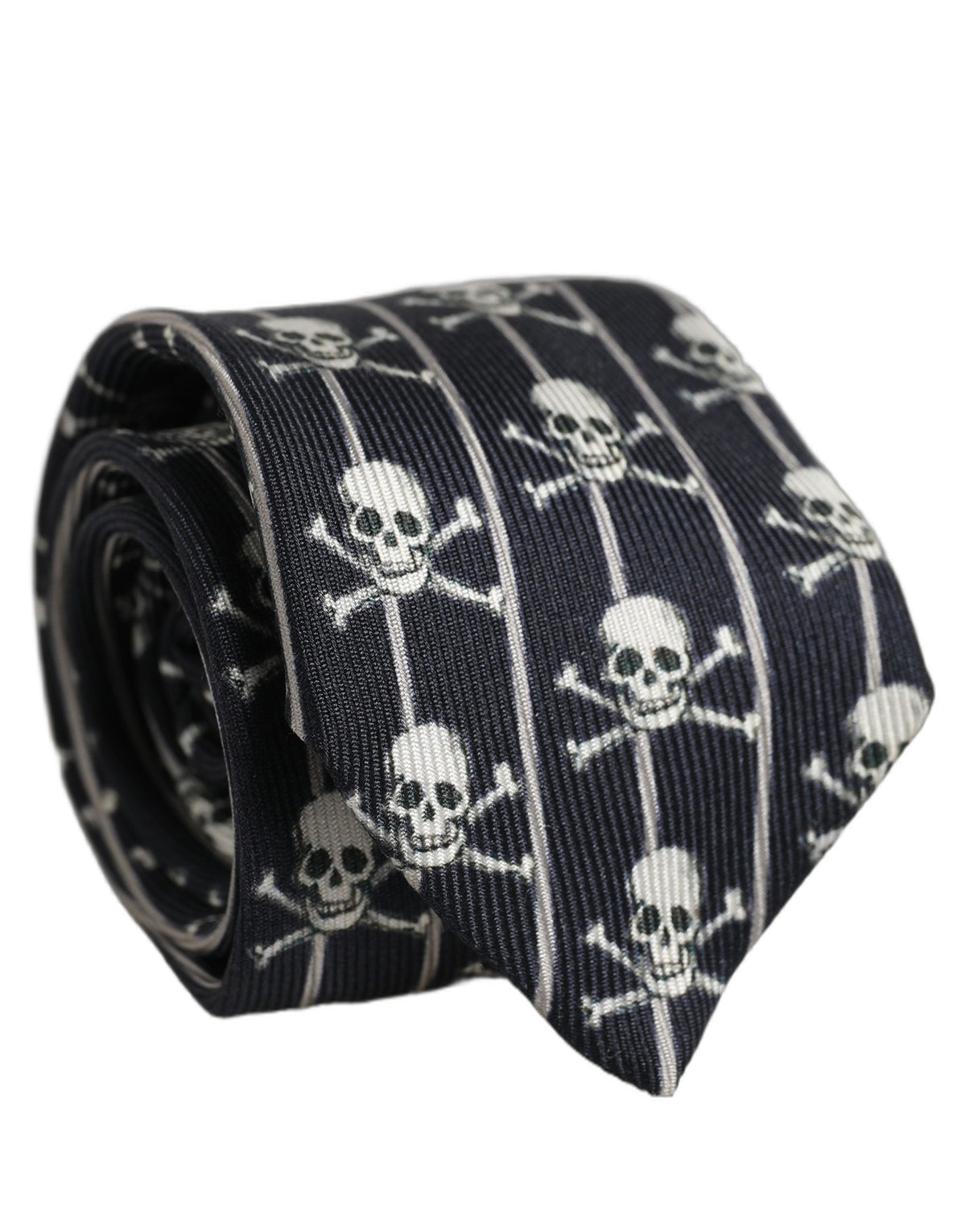 Dolce & Gabbana Men Black Silk Skull Fantasy Adjustable Tied Necktie Tie