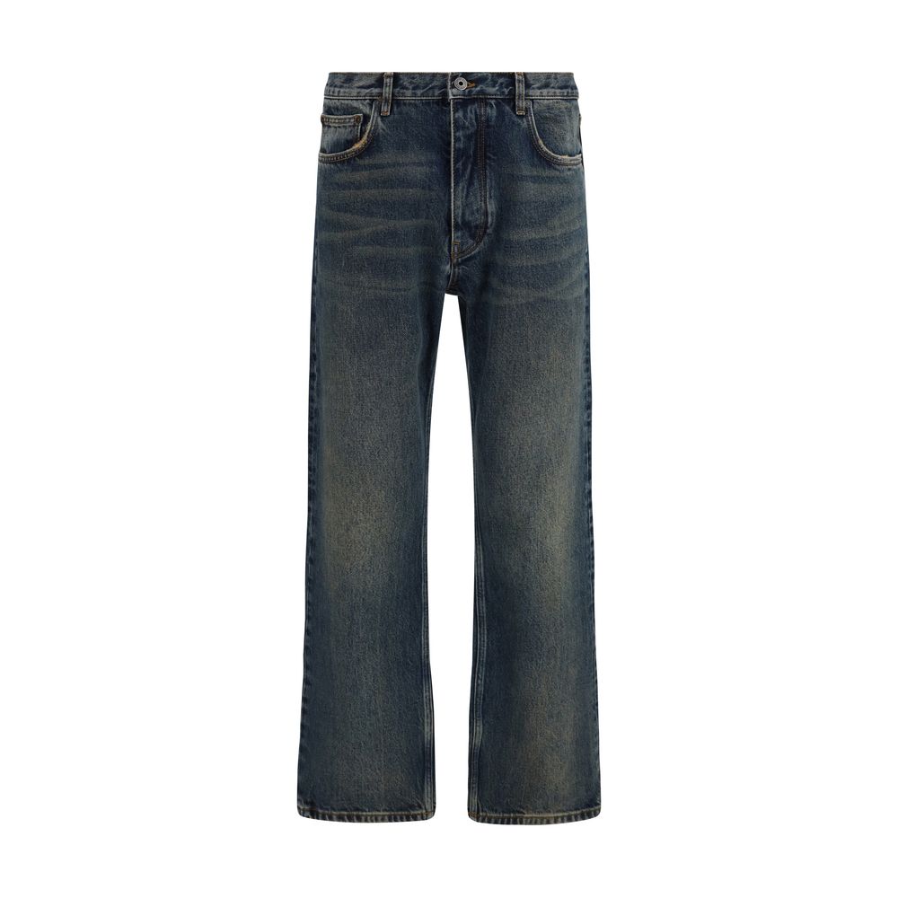 Off-White Blue Cotton Straight-Leg Jeans