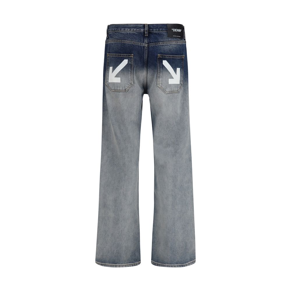 Off-White Gray Cotton Slim Fit Jeans