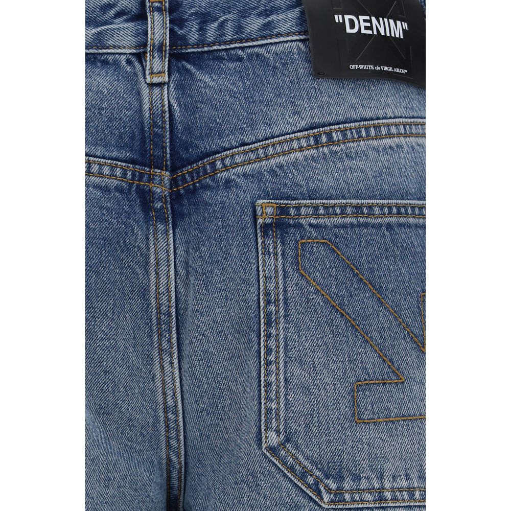 Off-White Blue Cotton Slim Fit Jeans