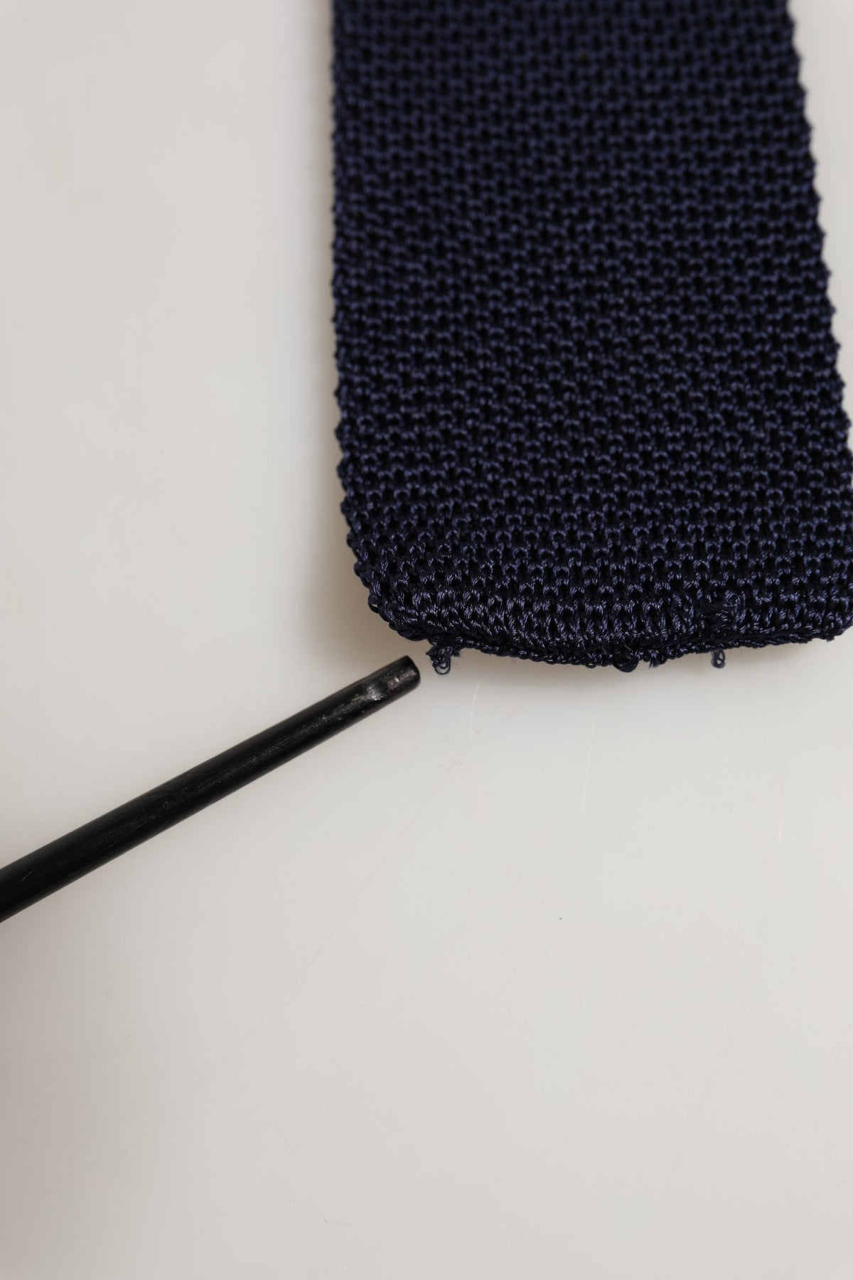Dolce & Gabbana Dark Blue Textured Knitted Adjustable Necktie Accessory Tie