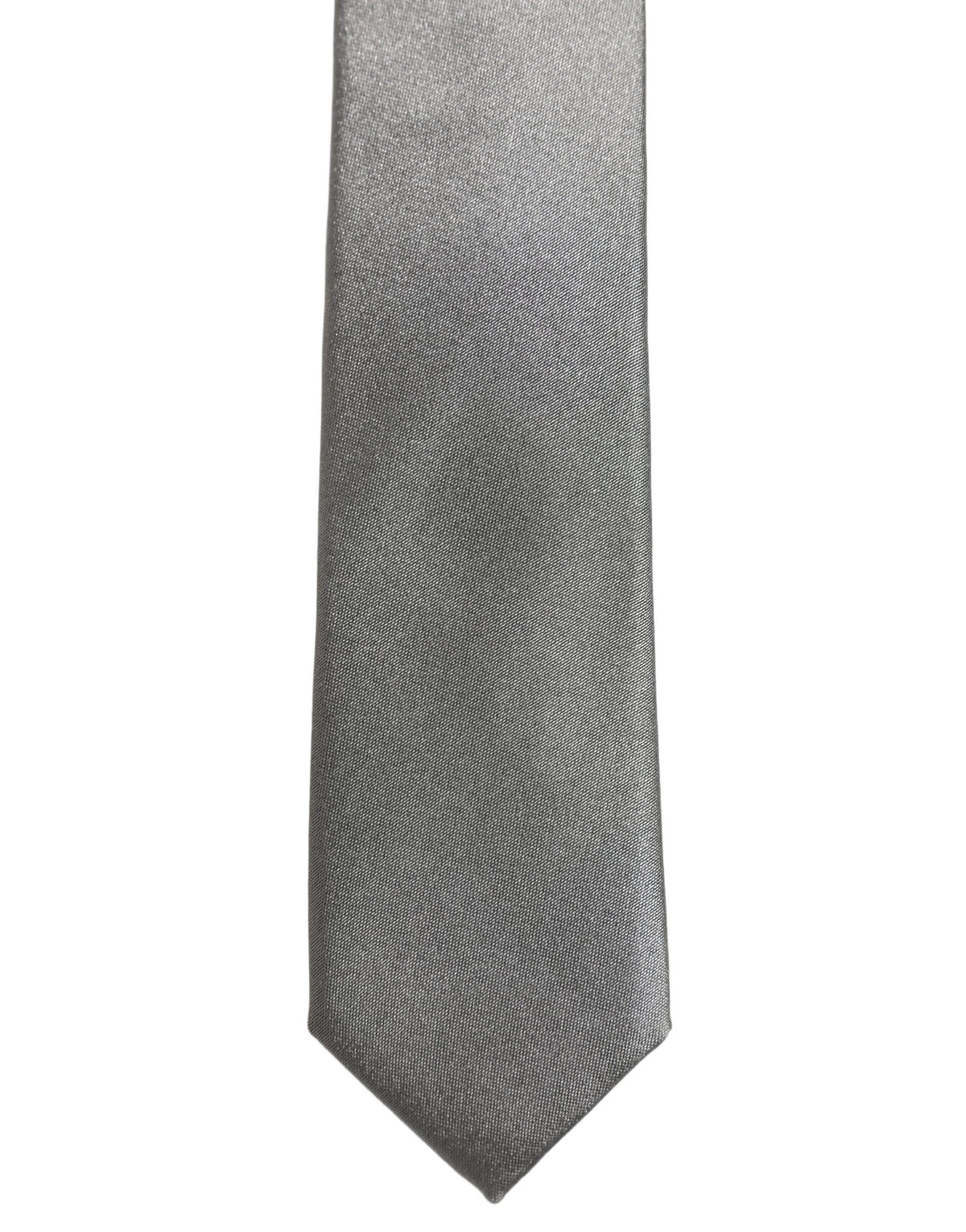 Dolce & Gabbana Gray Satin 100% Silk Adjustable Tied Men Necktie Tie