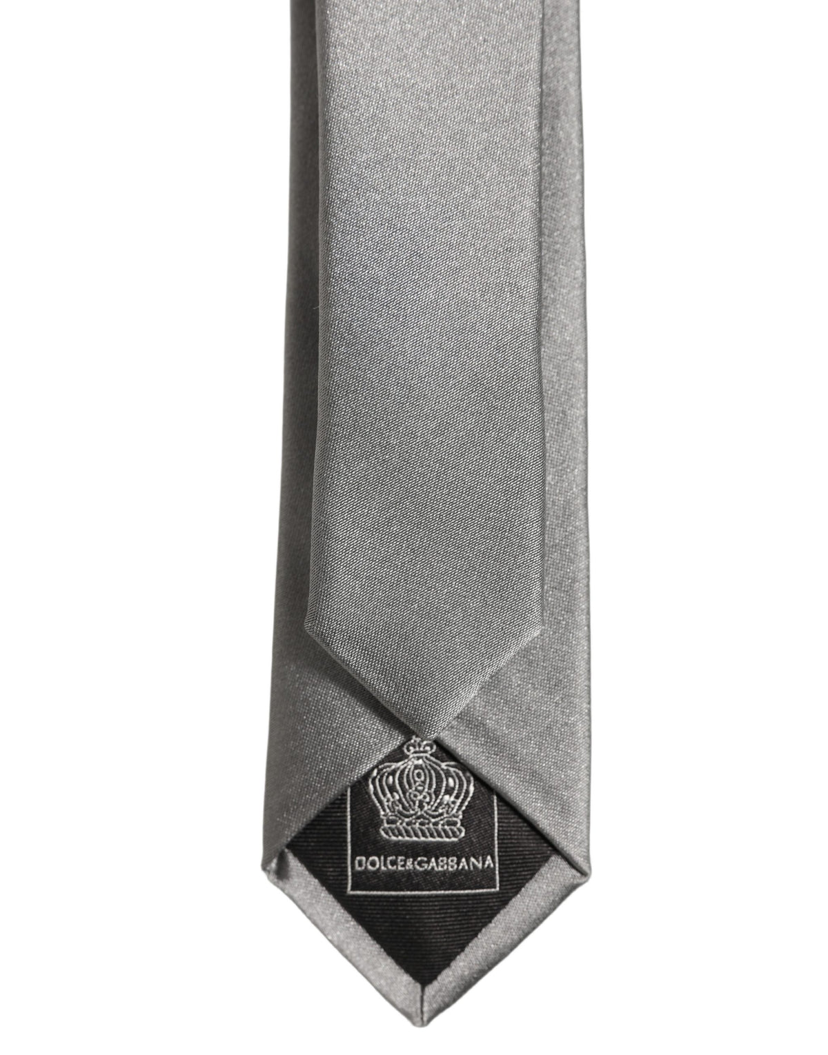 Dolce & Gabbana Gray Satin 100% Silk Adjustable Tied Men Necktie Tie