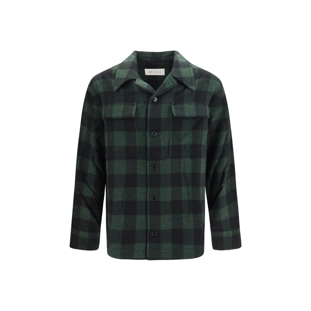 Ami Paris Bicolor Wool Oves Aries Pattern Shirt