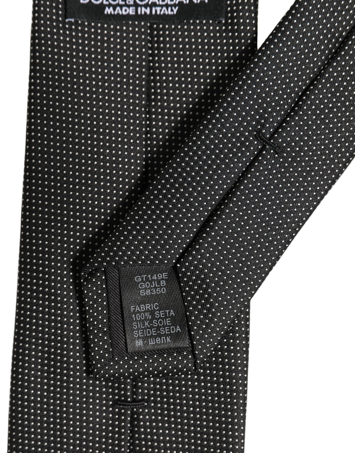 Dolce & Gabbana Black Silk Micro Polka Dot Adjustable Tied Necktie Tie