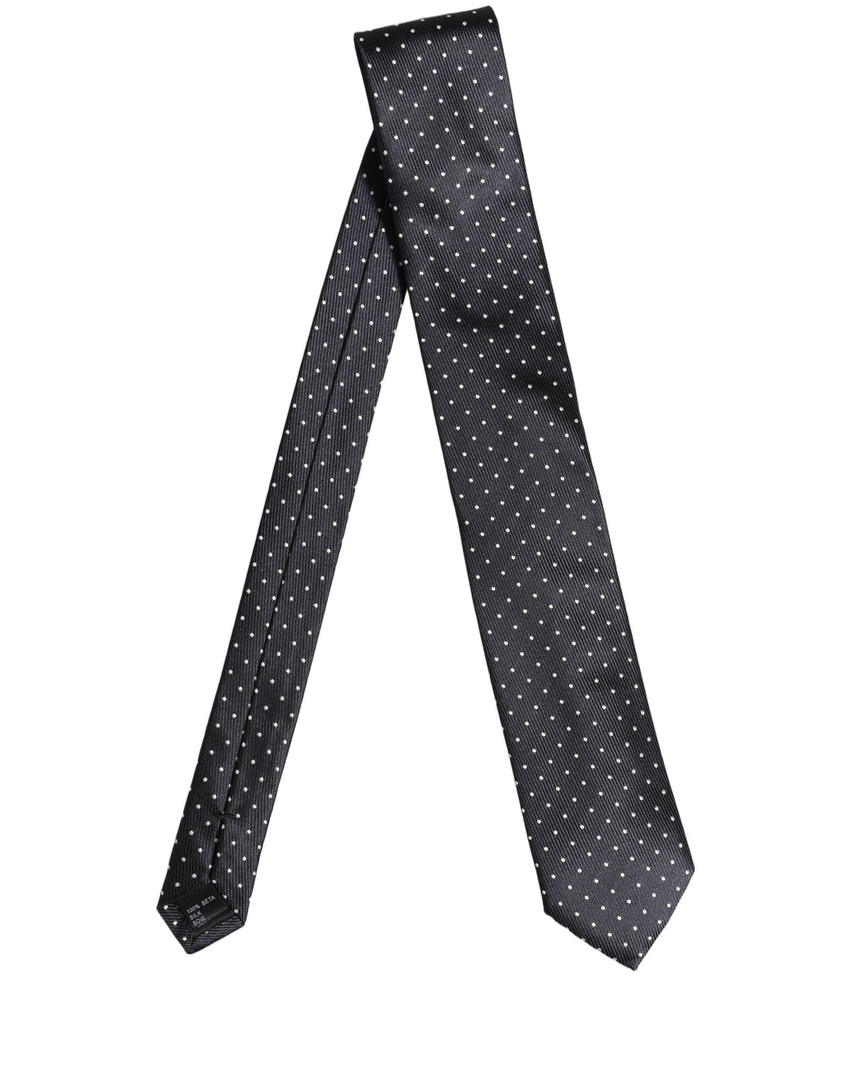 Dolce & Gabbana Dark Blue Polka Dot Silk Adjustable Necktie Accessory Tie