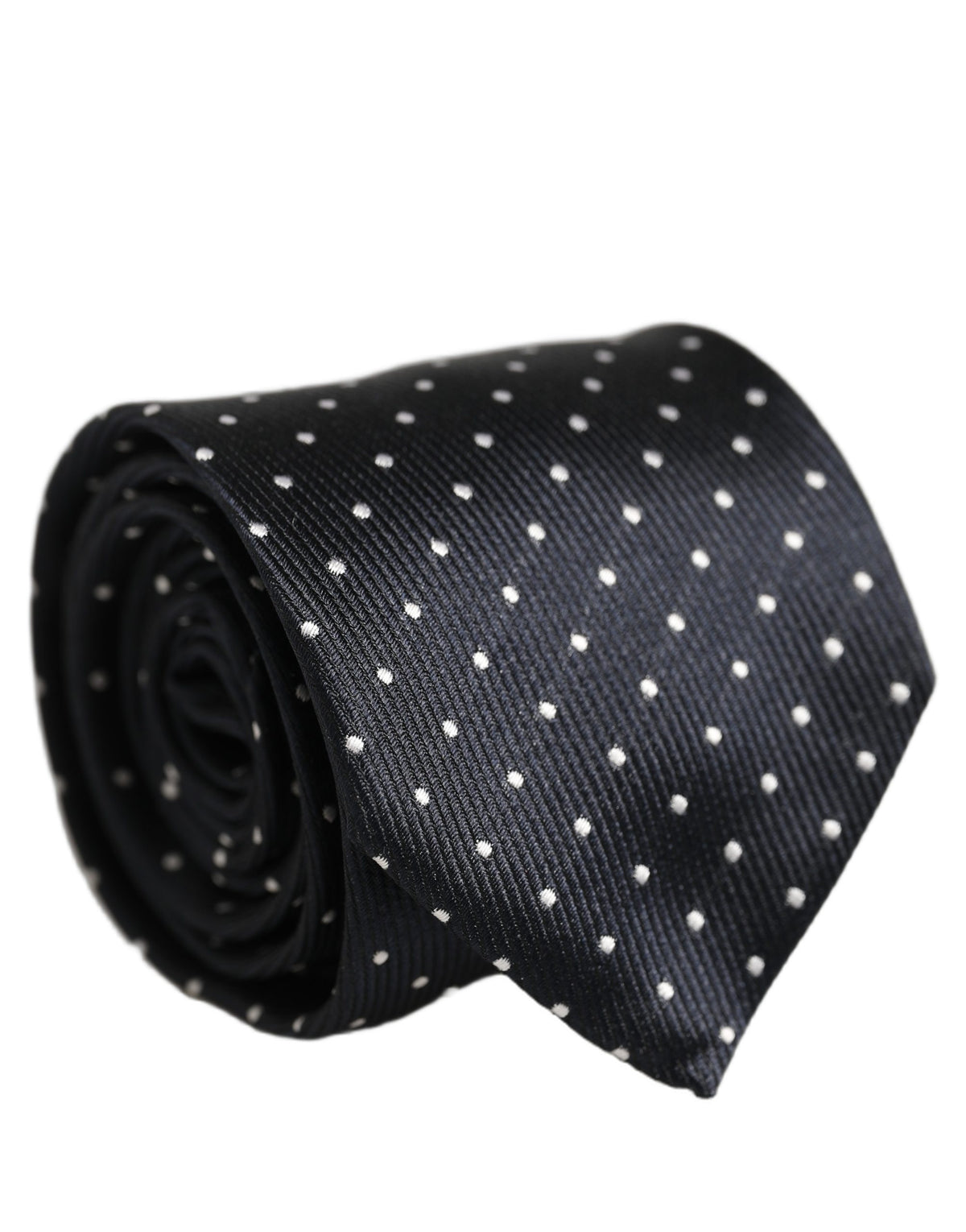 Dolce & Gabbana Dark Blue Polka Dot Silk Adjustable Necktie Accessory Tie