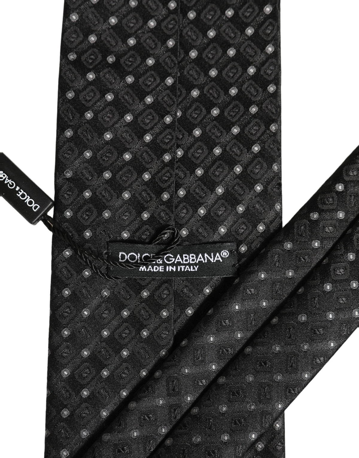 Dolce & Gabbana Black Jacquard Silk Adjustable Men Necktie Accessory Tie