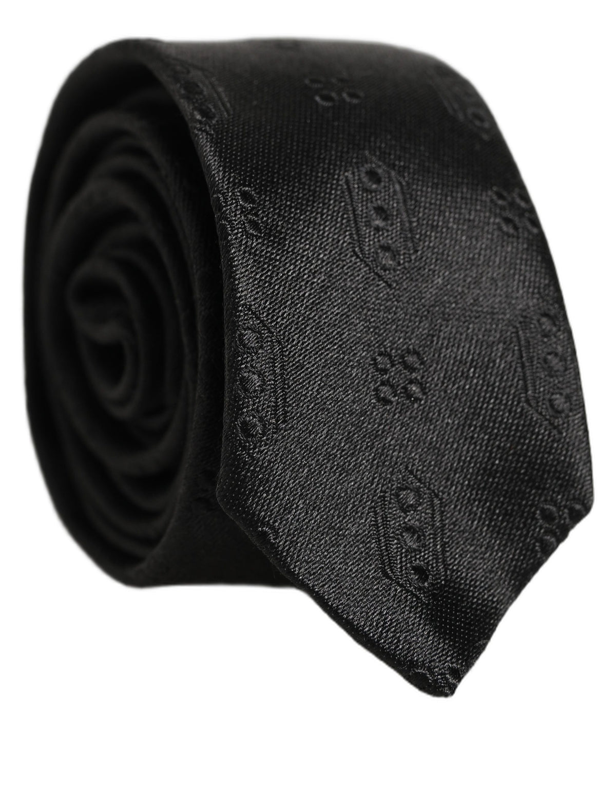 Dolce & Gabbana Black Silk Jacquard Adjustable Men Necktie Accessory Tie