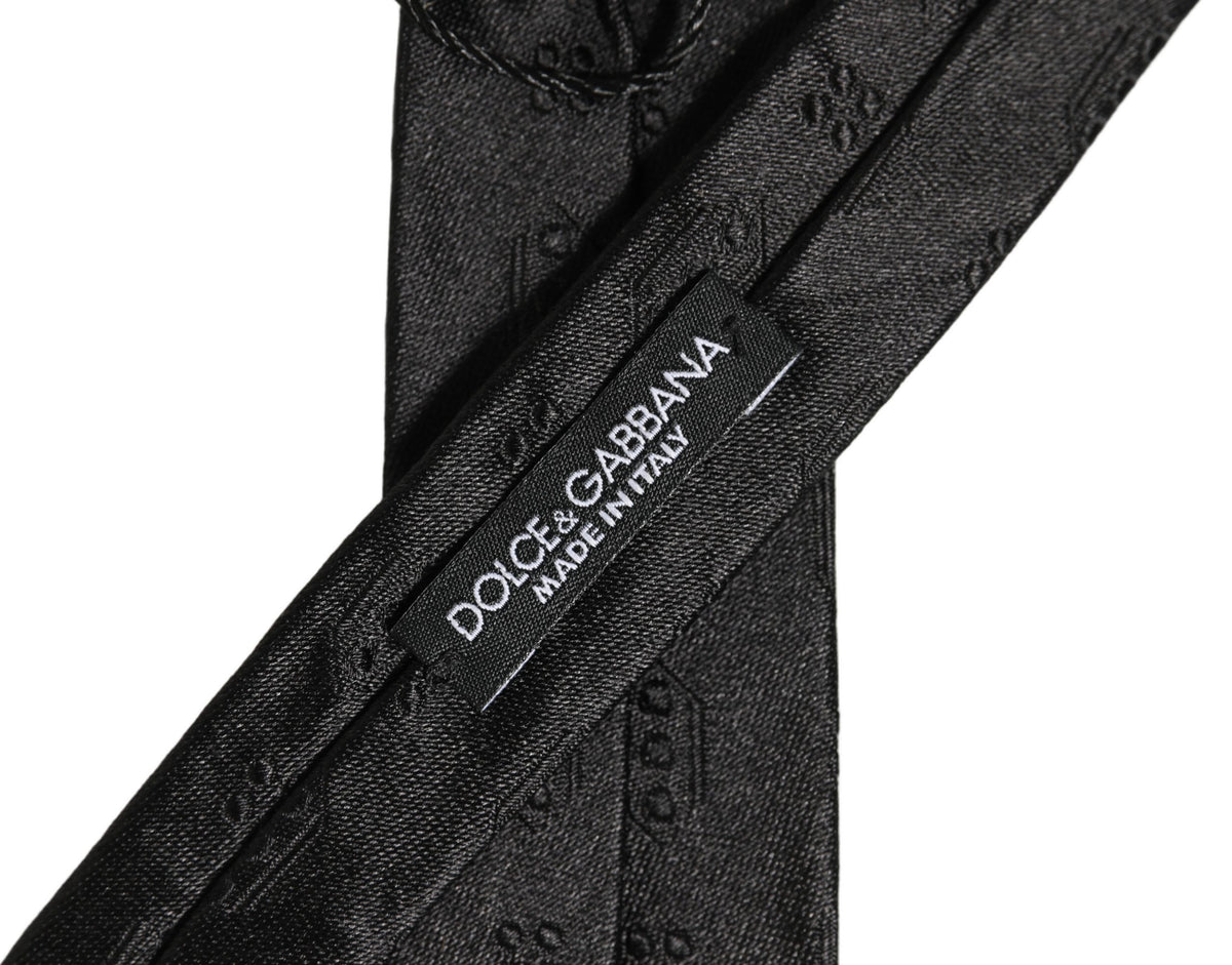Dolce & Gabbana Black Silk Jacquard Adjustable Men Necktie Accessory Tie