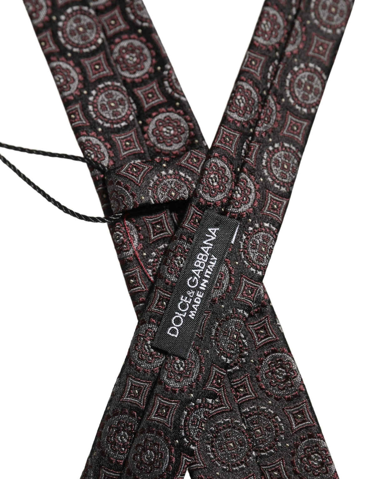 Dolce & Gabbana Dark Purple Geometric Adjustable Necktie Accessory Tie